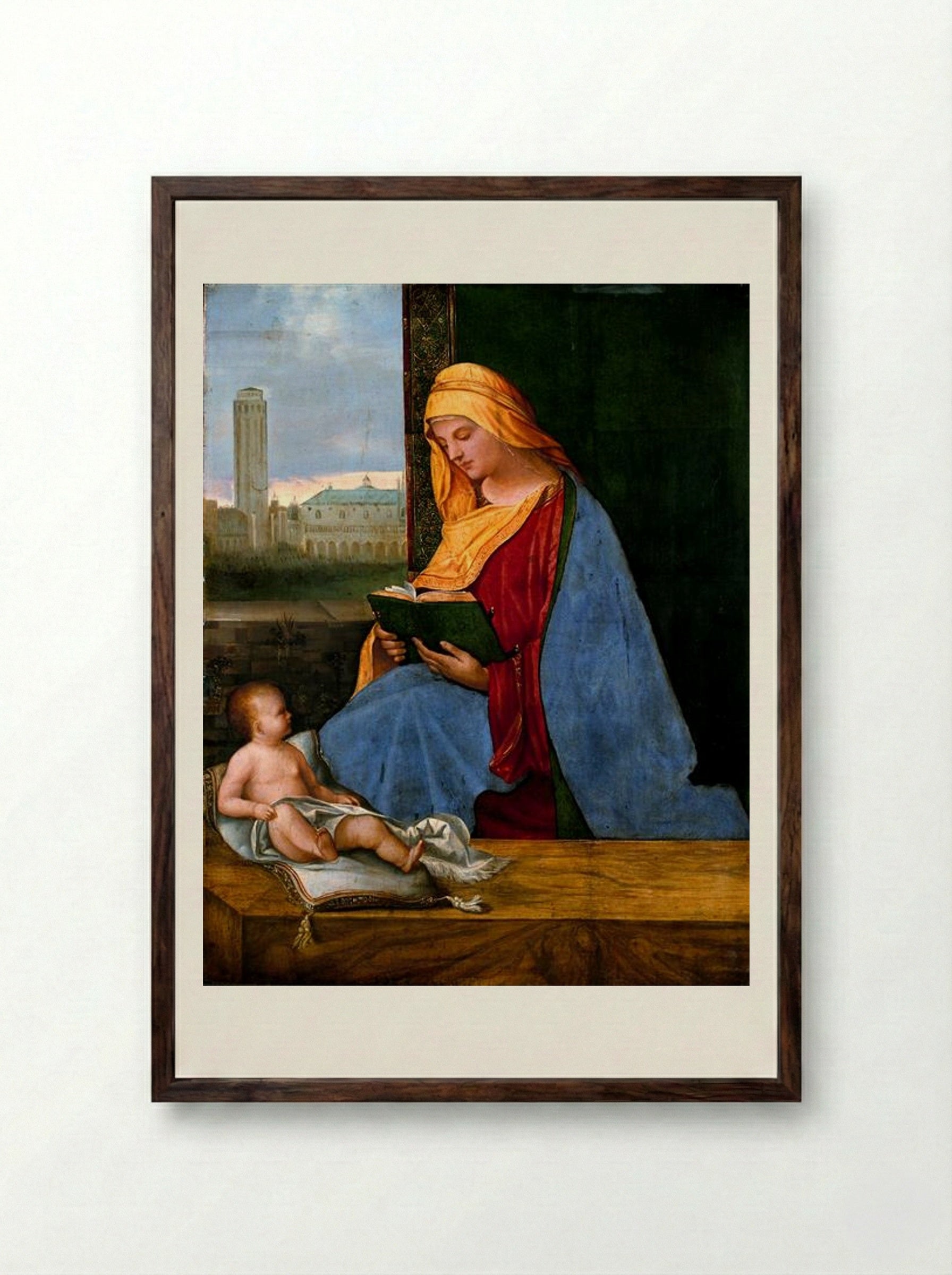 Virgin and Child (The Tallard Madonna) - Giorgione - Framed Print Dark Wood