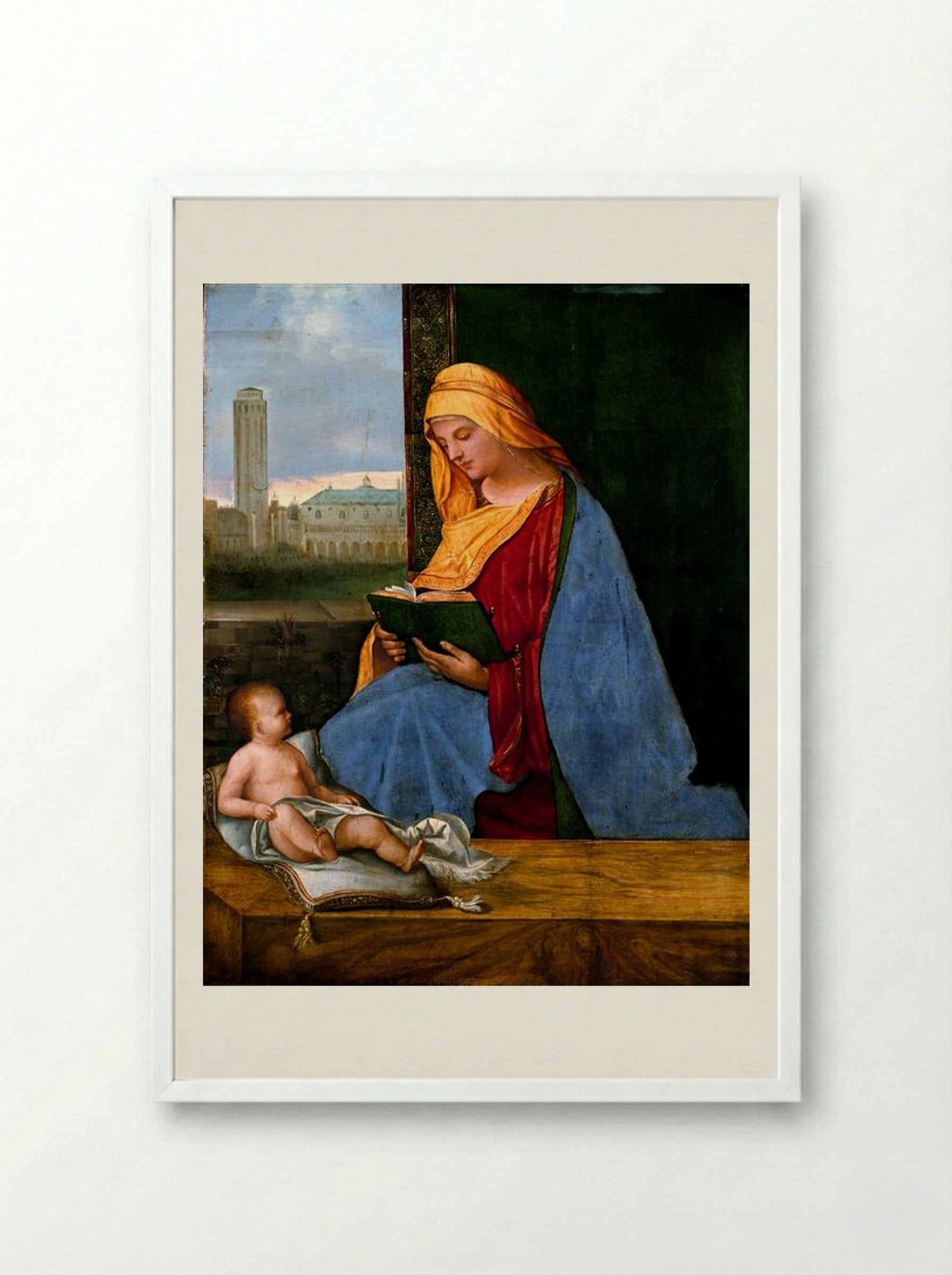 Virgin and Child (The Tallard Madonna) - Giorgione - Framed Print White