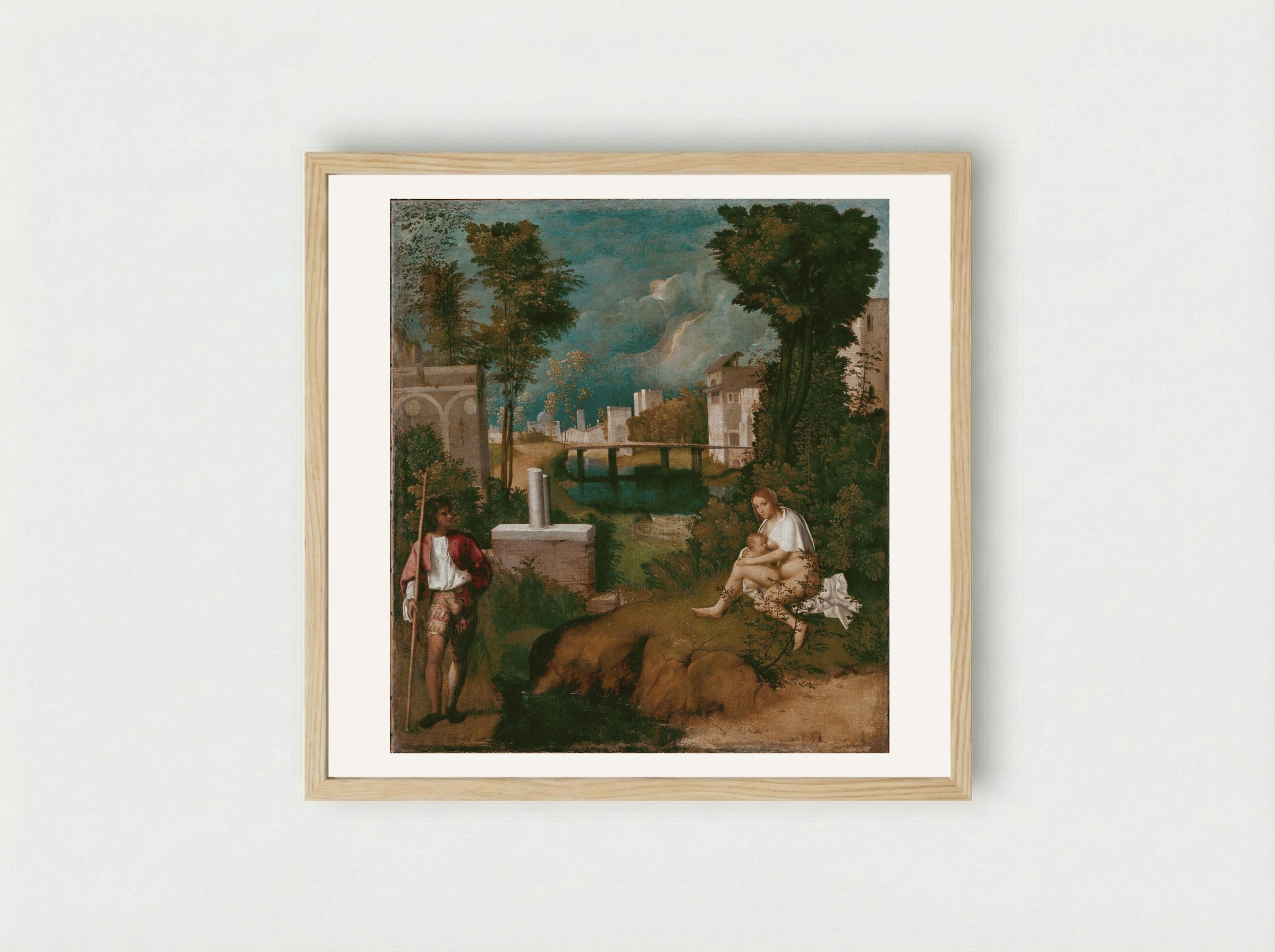 The Tempest - Giorgione - Framed Print Wood