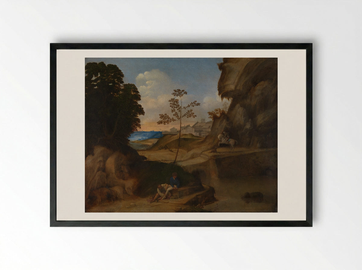 The Sunset - Giorgione - Framed Print Black