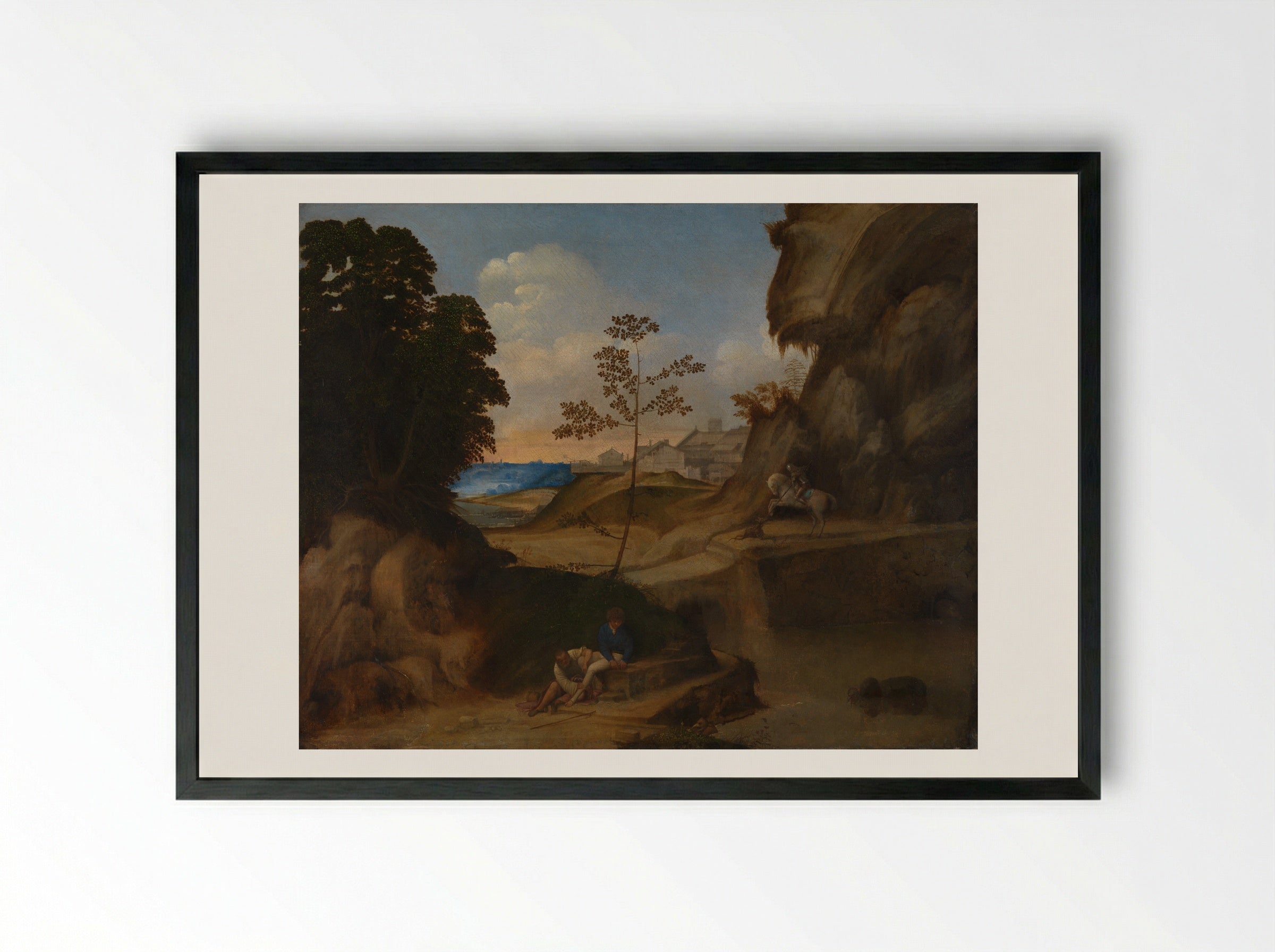The Sunset - Giorgione - Framed Print Black