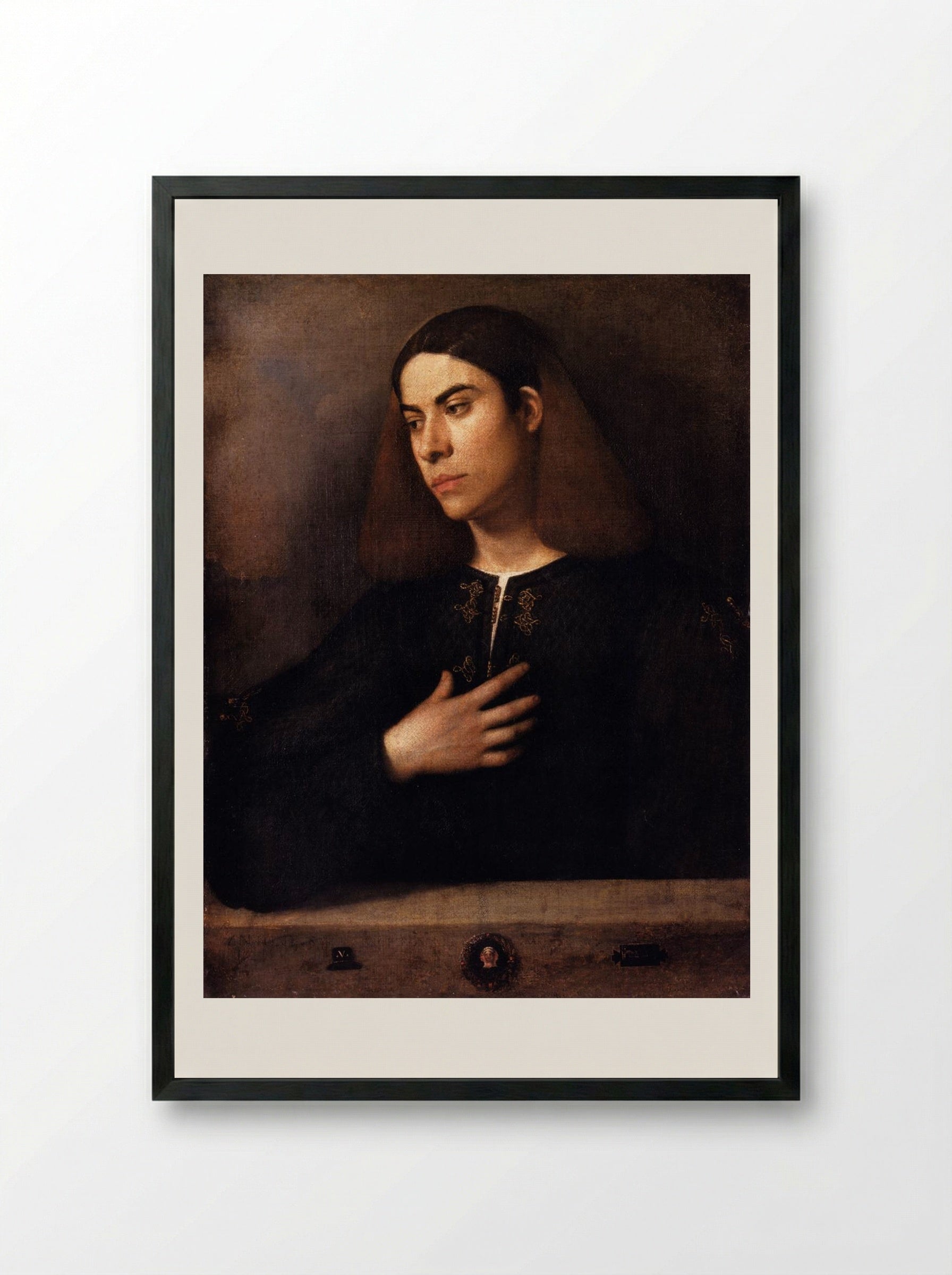 Portrait of a Youth (Antonio Broccardo) - Giorgione - Framed Print Black