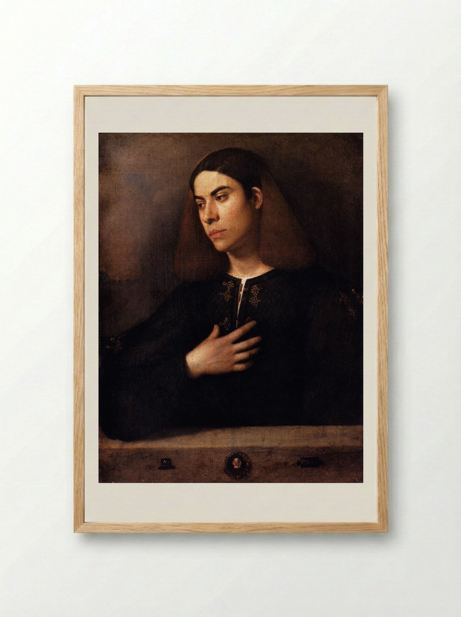 Portrait of a Youth (Antonio Broccardo) - Giorgione - Framed Print Wood