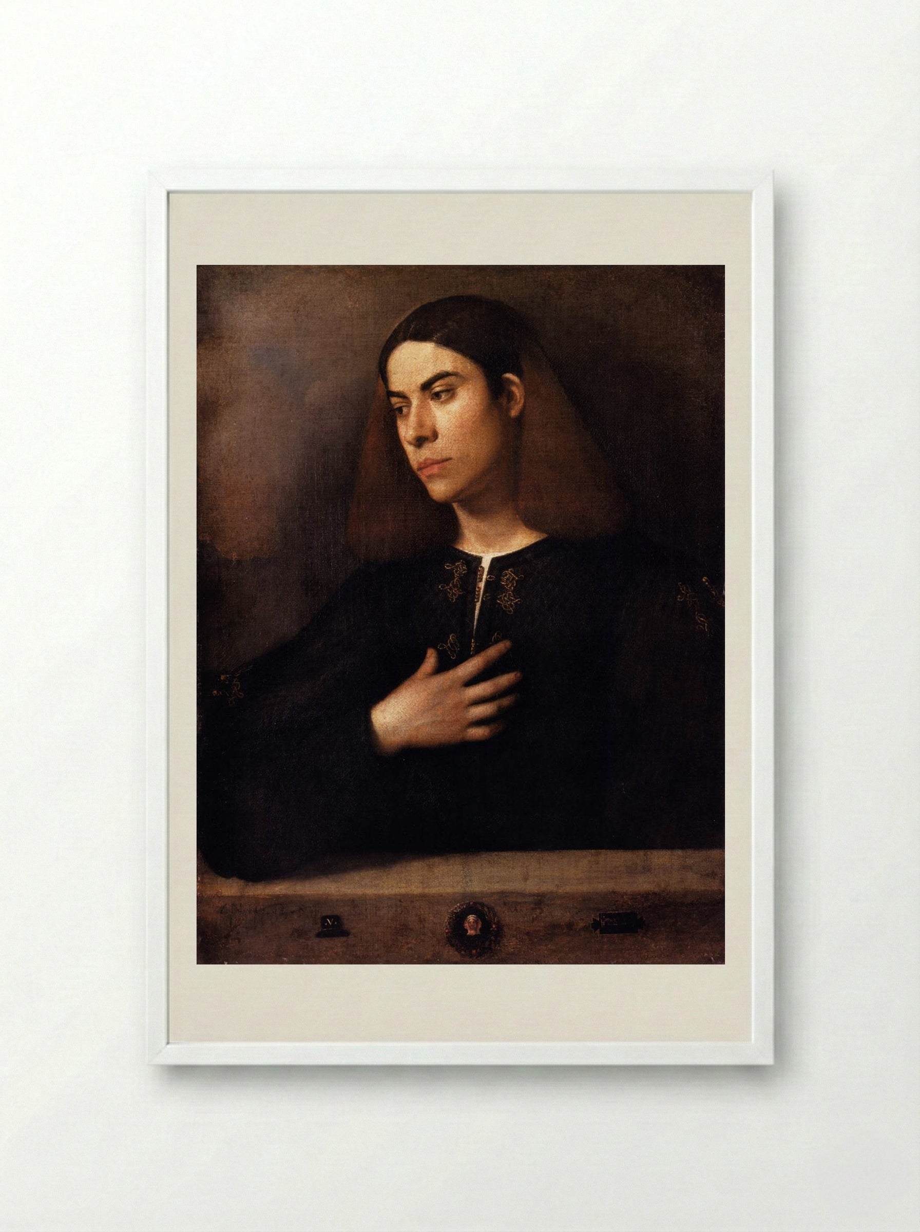 Portrait of a Youth (Antonio Broccardo) - Giorgione - Framed Print White
