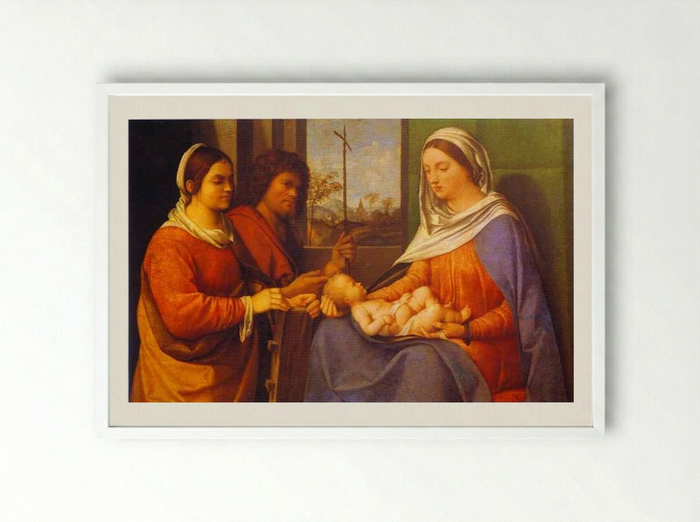 Sacred Conversation - Giorgione - Framed Print White