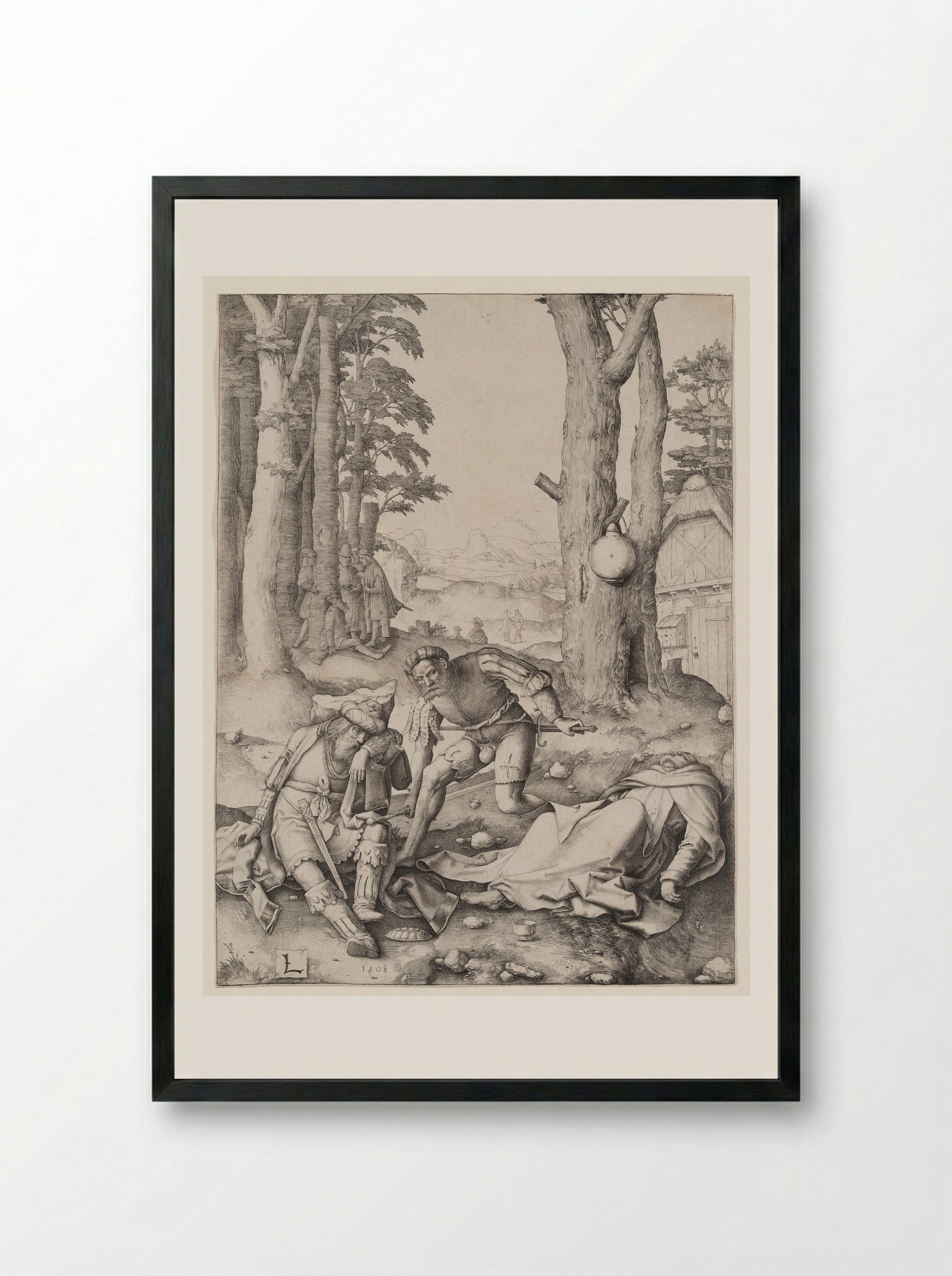 Mahomet and the Monk Sergius - Lucas van Leyden - Framed Print Black