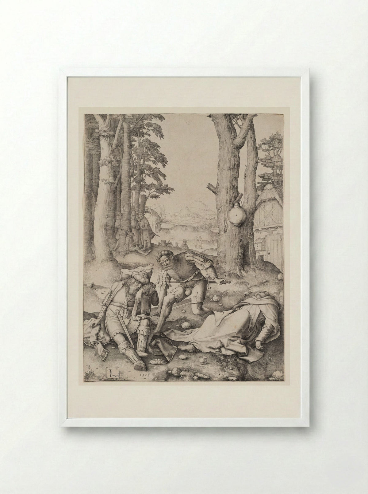 Mahomet and the Monk Sergius - Lucas van Leyden - Framed Print White