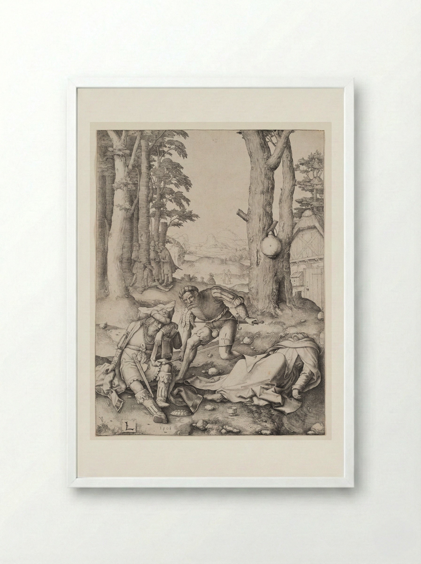 Mahomet and the Monk Sergius - Lucas van Leyden - Framed Print White
