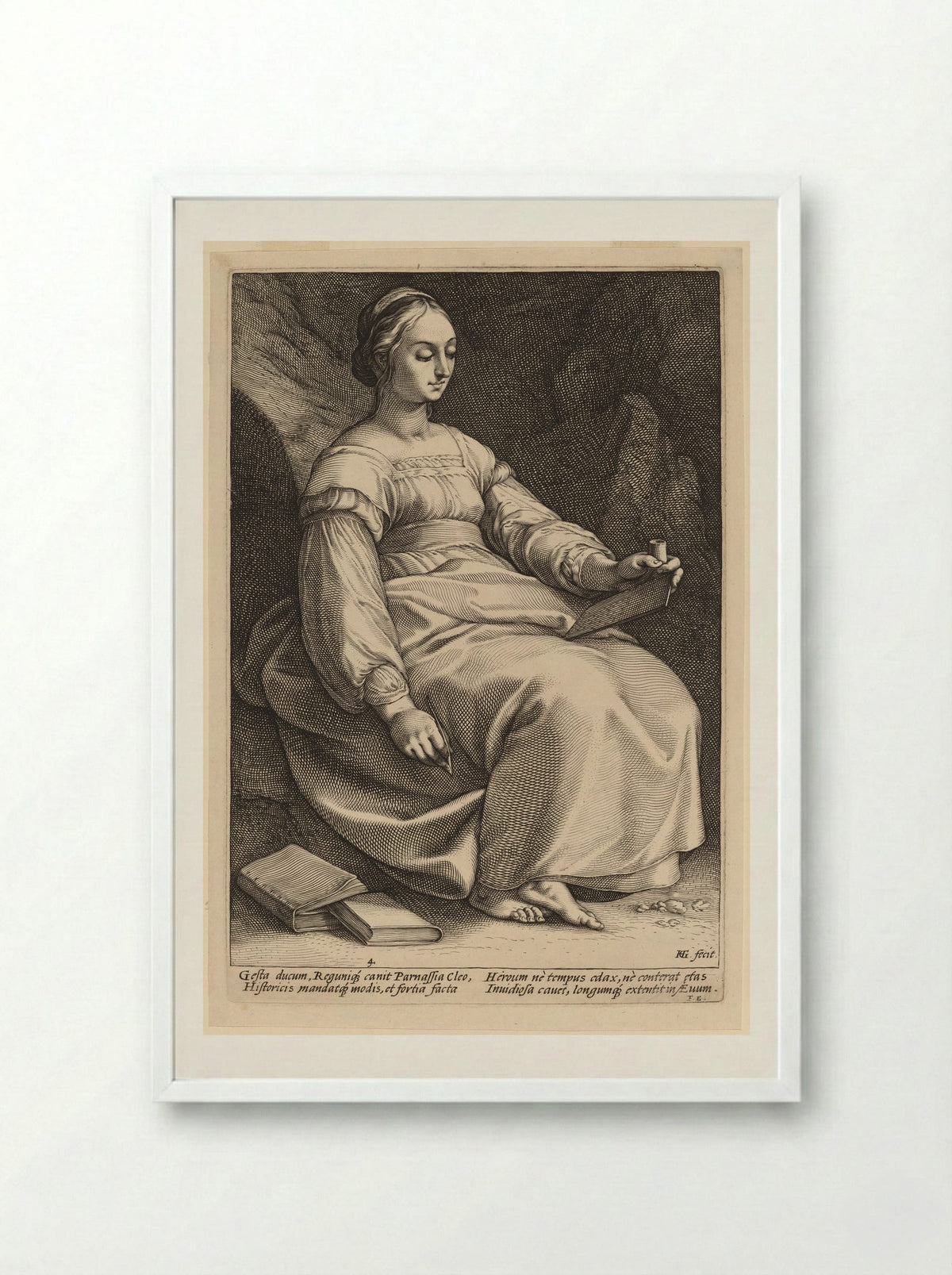 Clio - Hendrick Goltzius - Framed Print White