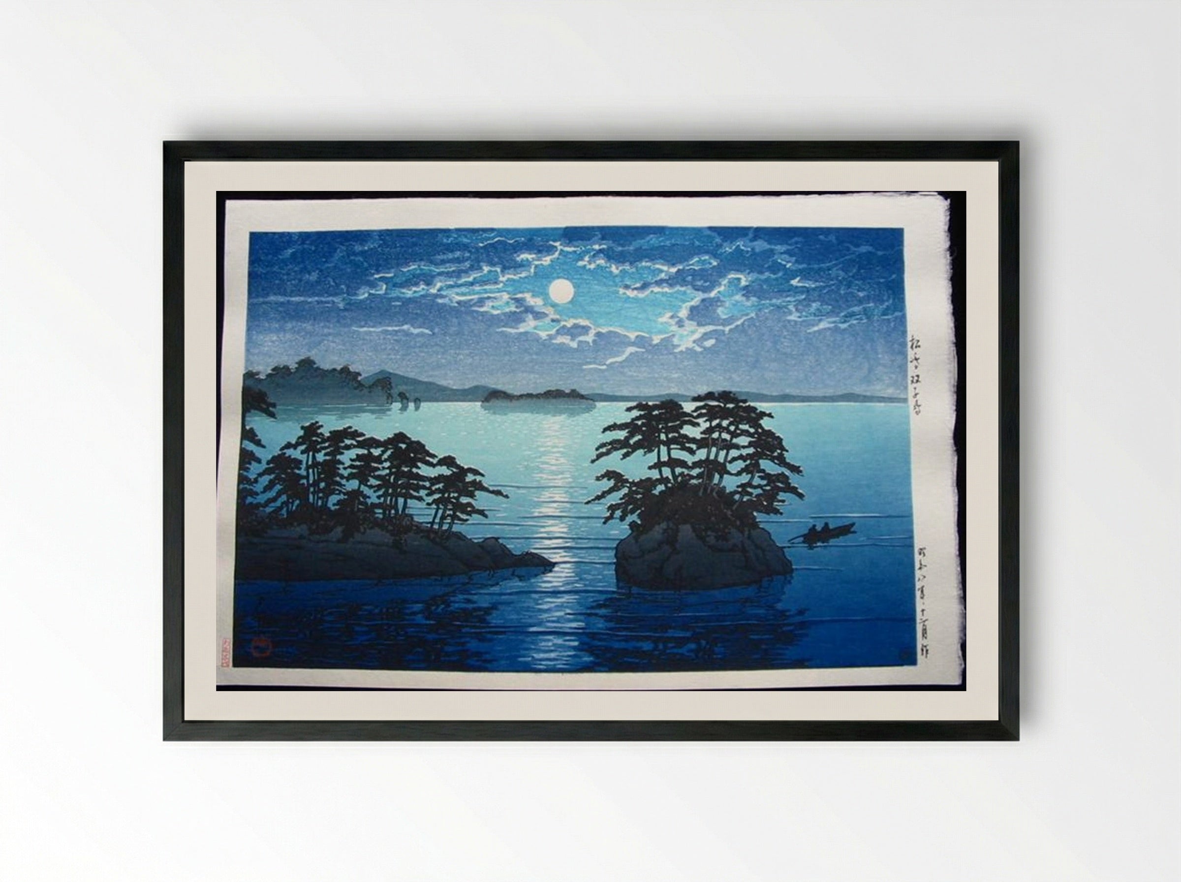 Full Moon at Fugato Island - Hasui Kawase - Framed Print Black