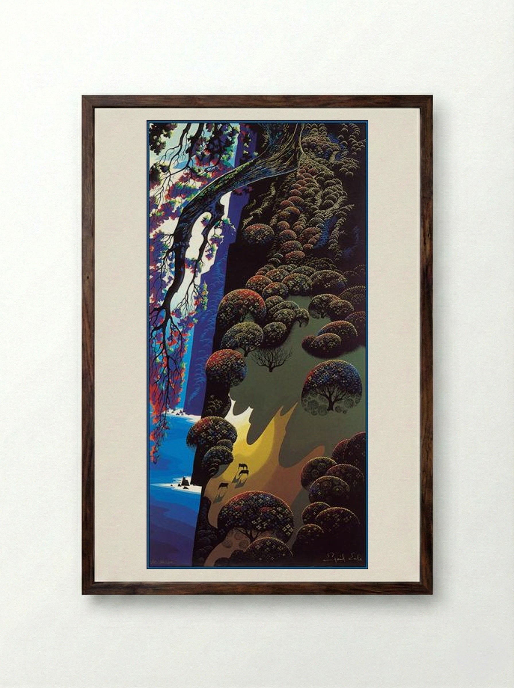 Enchanted Coast - Eyvind Earle - Framed Print Dark Wood