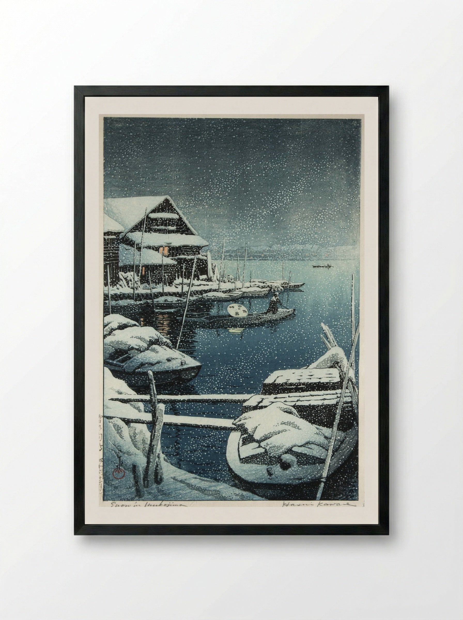 Snow at Mukojima - Hasui Kawase - Framed Print Black