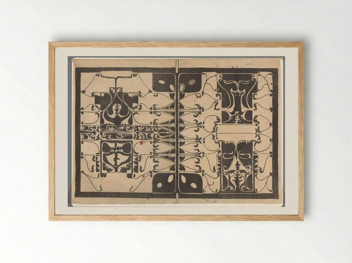 Omslag met gestileerde plantmotieven - Carel Adolph Lion Cachet - Framed Print Wood