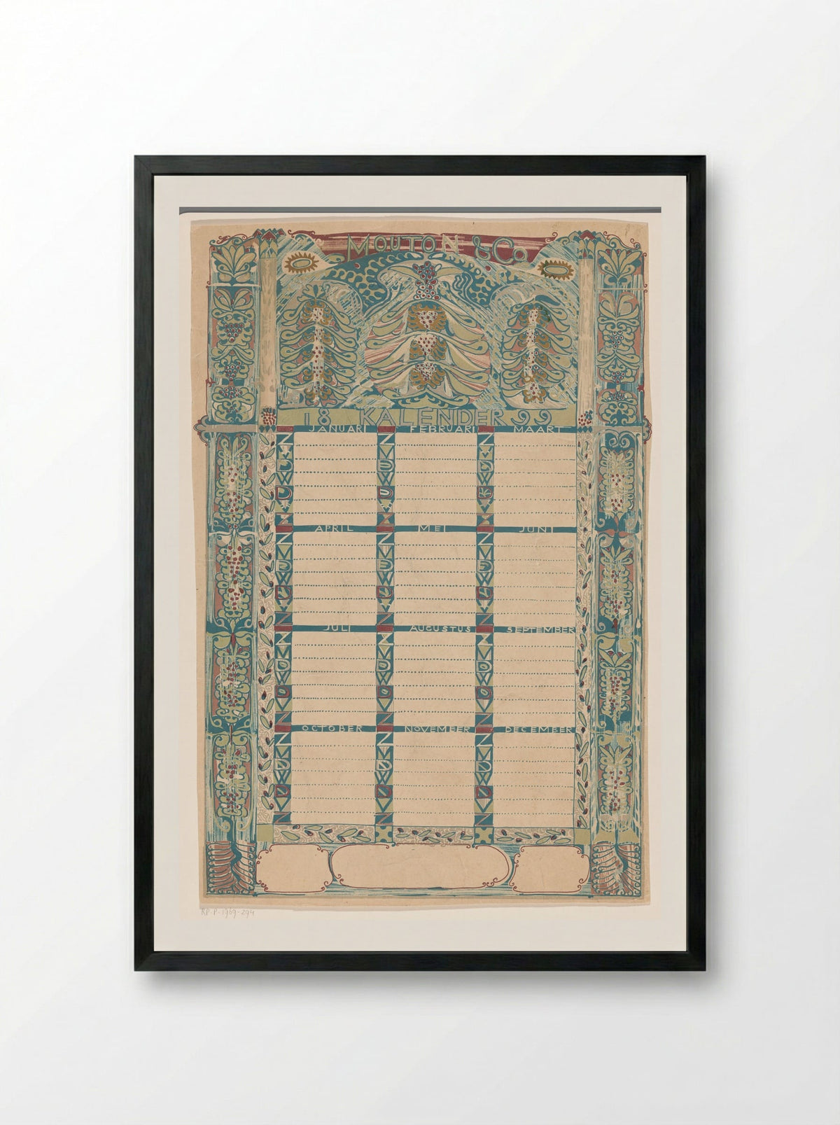 Kalender Mouton & Co. 1899 - Carel Adolph Lion Cachet - Framed Print Black