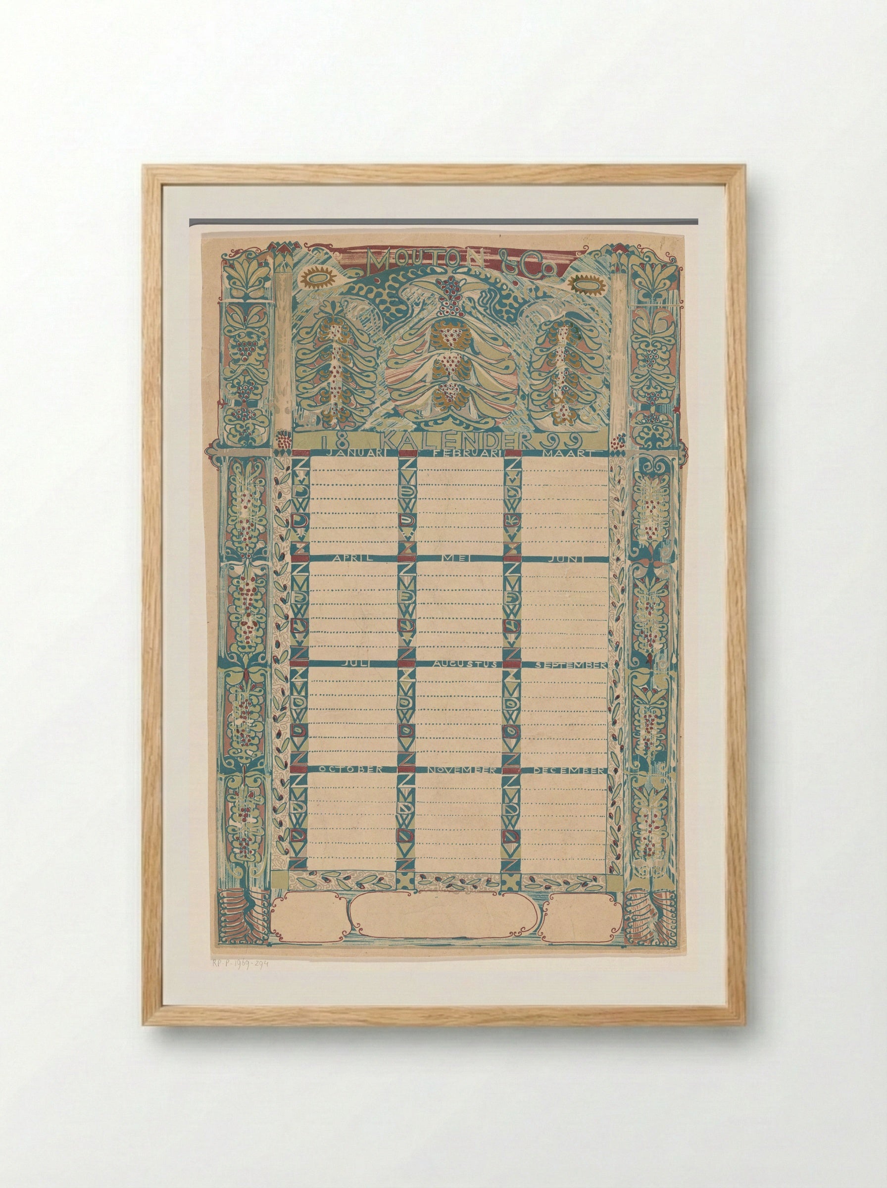 Kalender Mouton & Co. 1899 - Carel Adolph Lion Cachet - Framed Print Wood