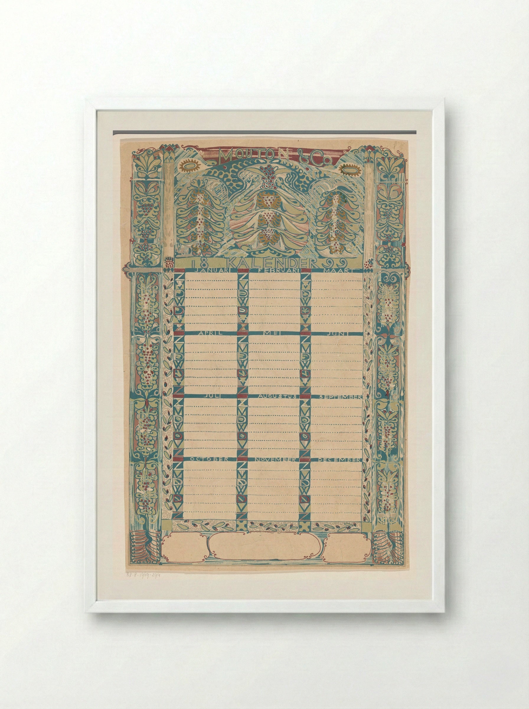 Kalender Mouton & Co. 1899 - Carel Adolph Lion Cachet - Framed Print White