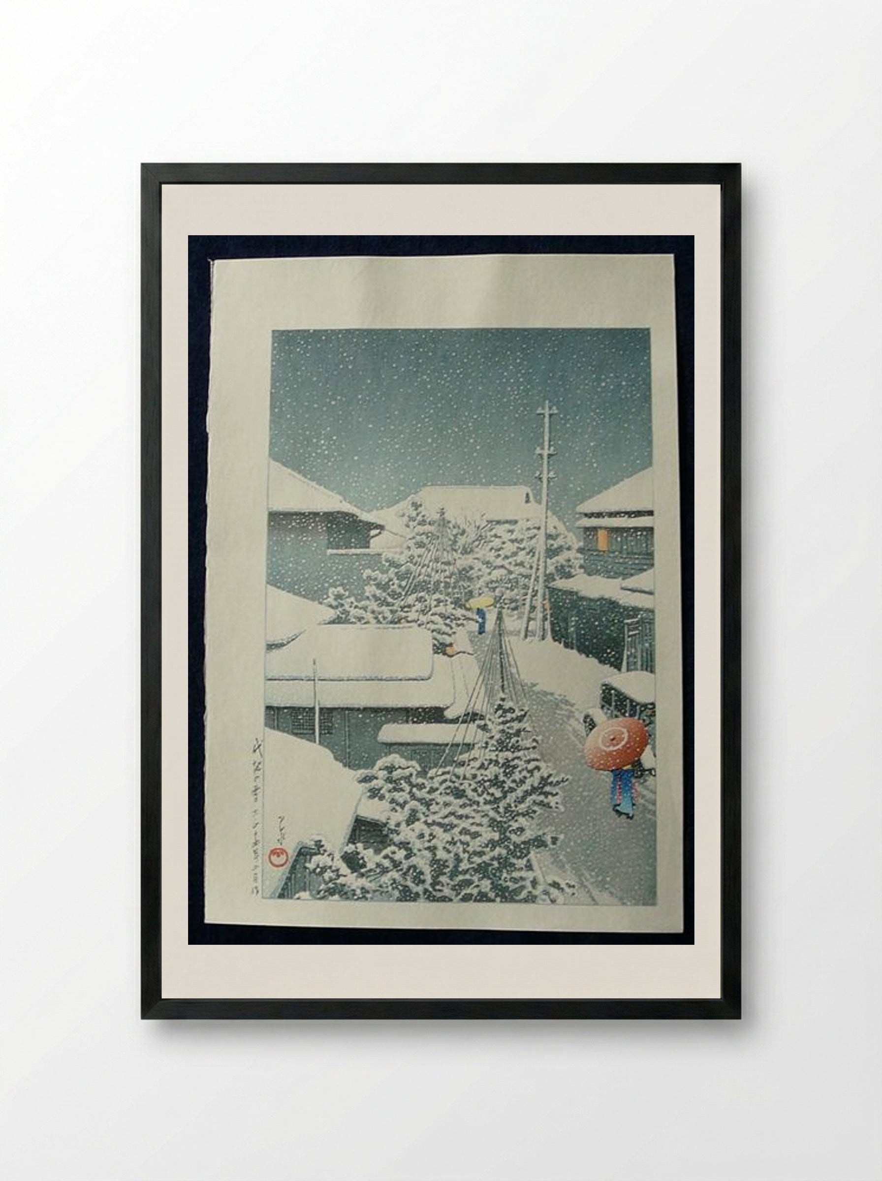 Snow at Shirochi - Hasui Kawase - Framed Print Black