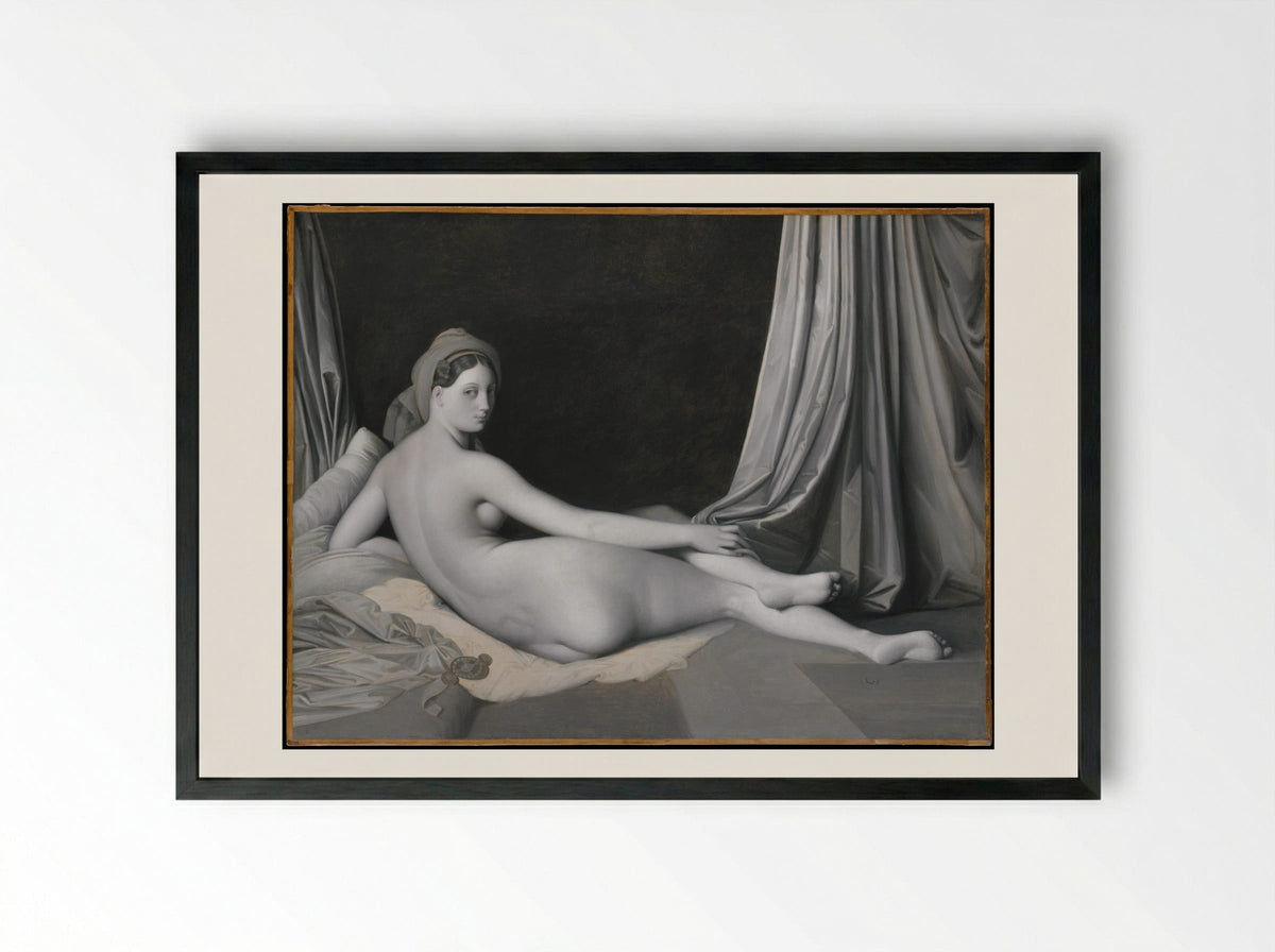 Odalisque in Grisaille - Jean Auguste Dominique Ingres - Framed Print Black