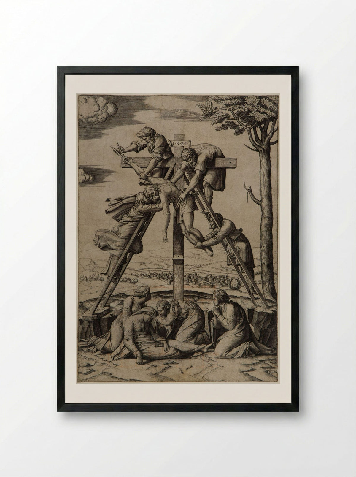The Deposition from the Cross - Marcantonio Raimondi - Framed Print Black
