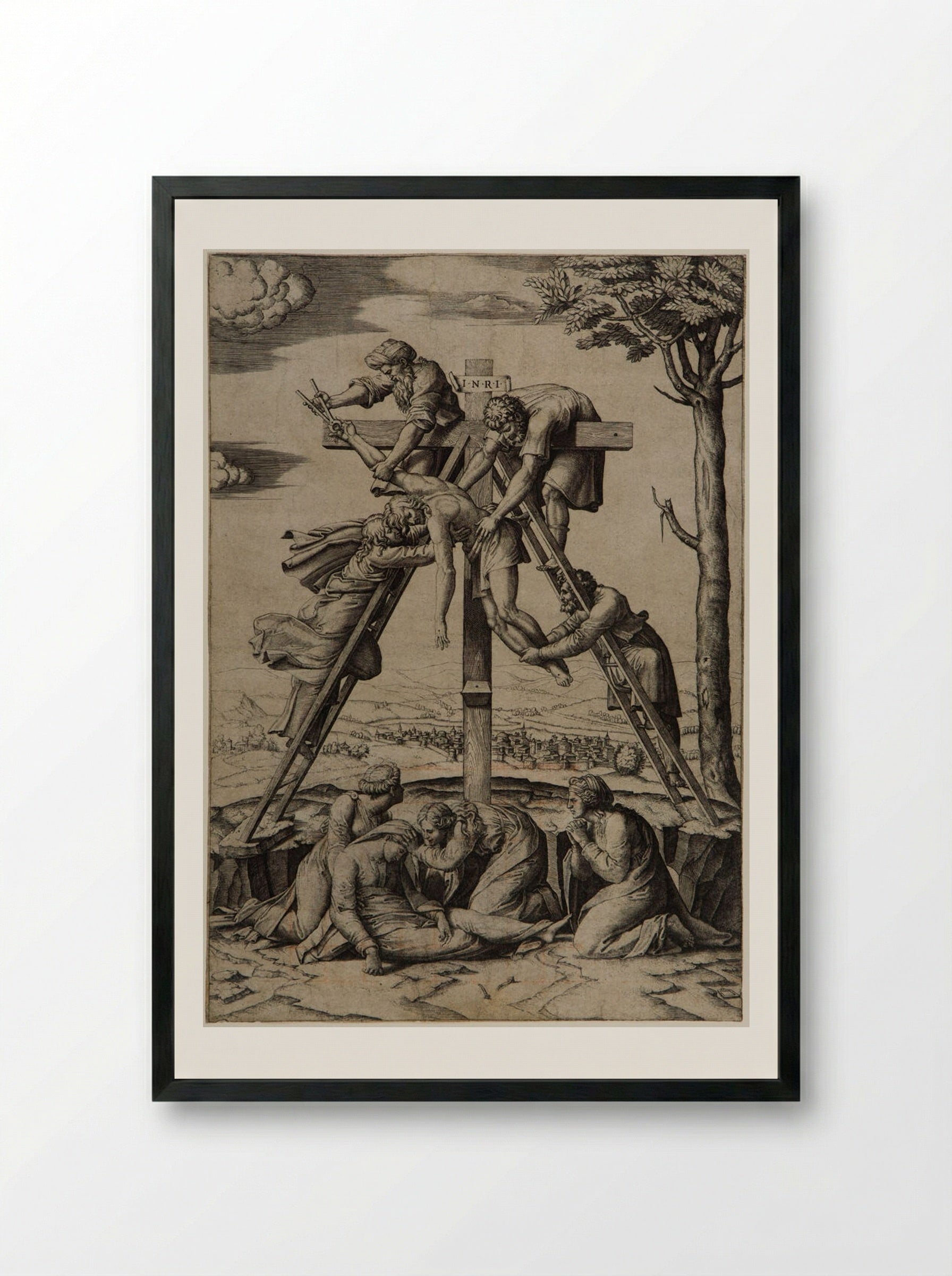 The Deposition from the Cross - Marcantonio Raimondi - Framed Print Black