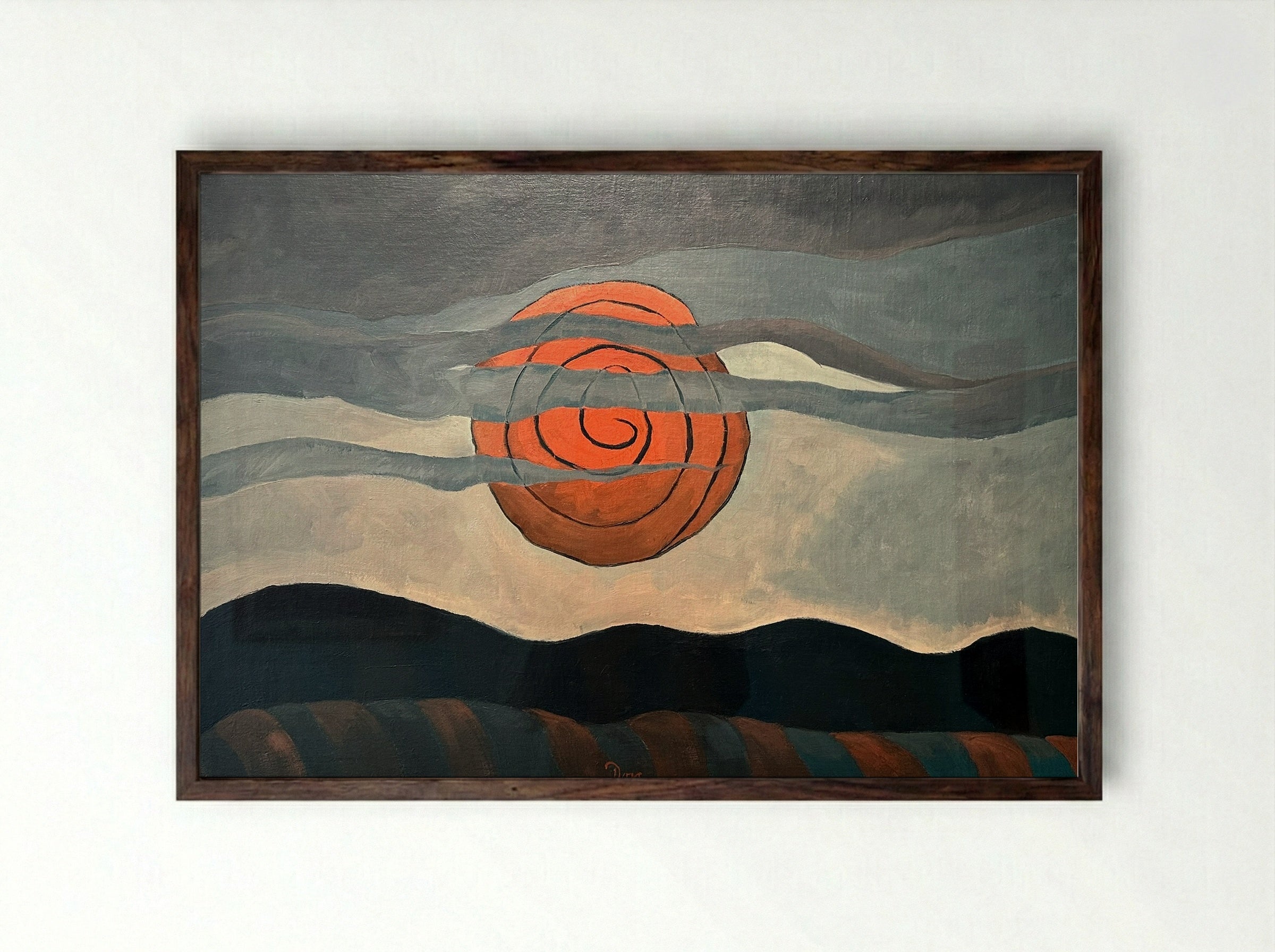 Red Sun - Arthur Dove - Framed Print Dark Wood