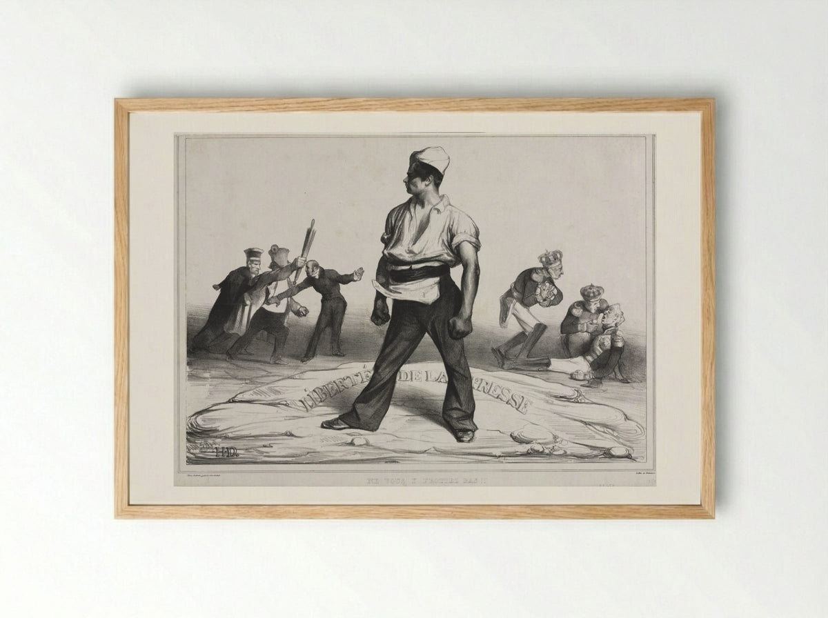 Ne vous y frottez pas! - Honoré Daumier - Framed Print Wood