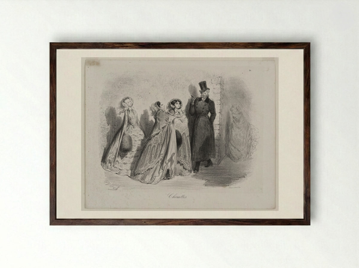 Chouettes (Owls) - Gustave Doré - Framed Print Dark Wood