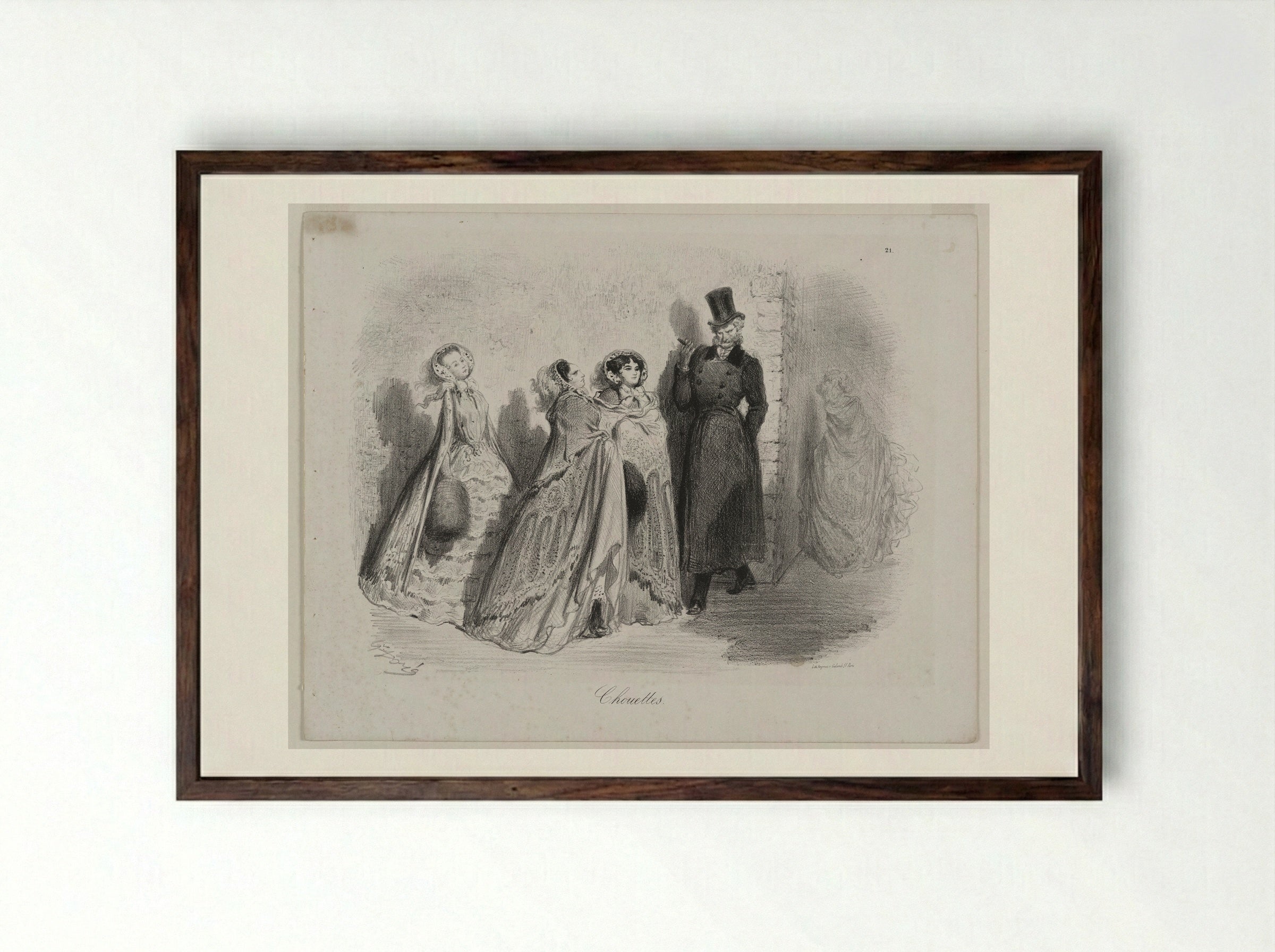 Chouettes (Owls) - Gustave Doré - Framed Print Dark Wood