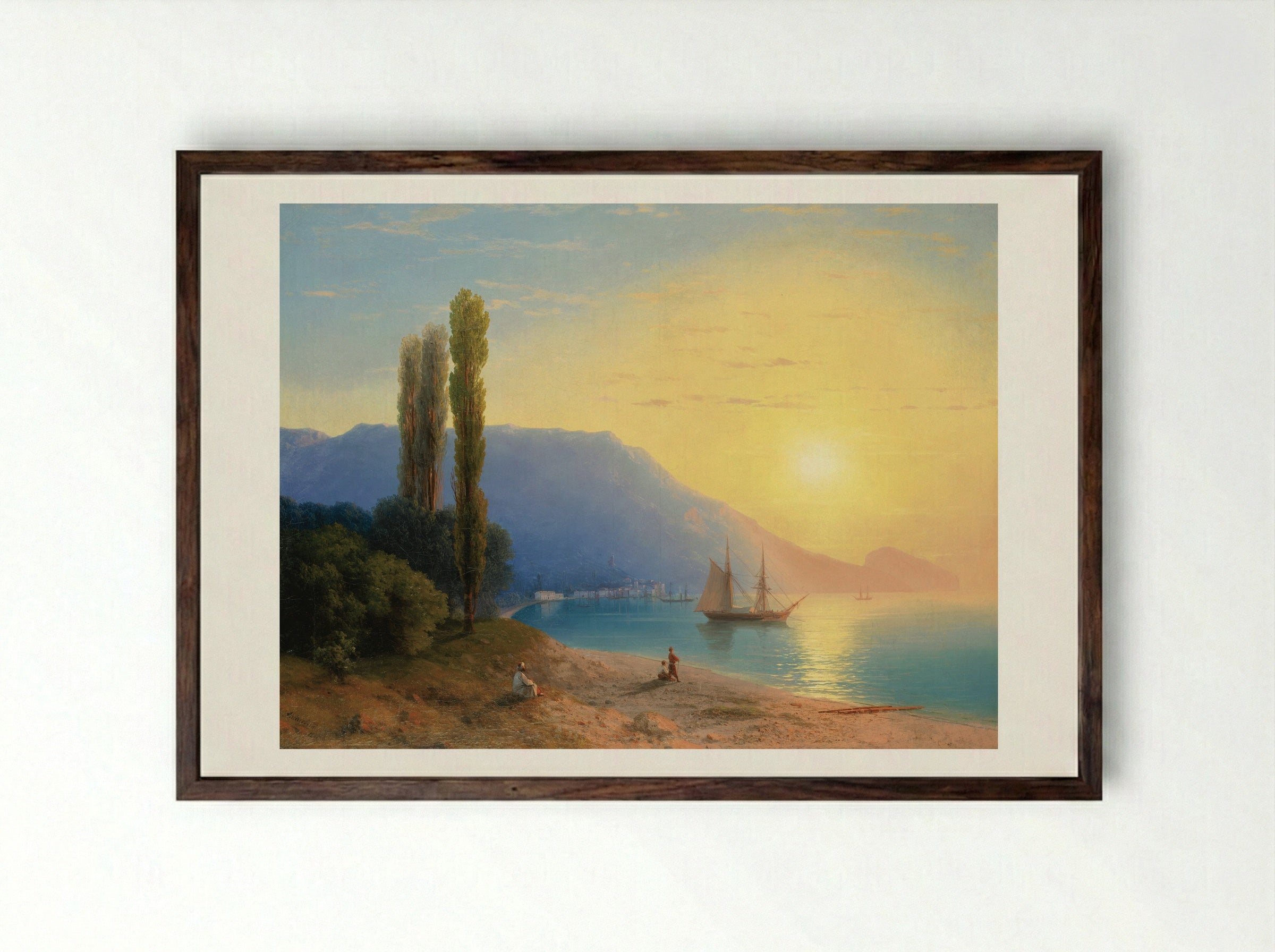 The Sunset - Ivan Aivazovsky - Framed Print Dark Wood