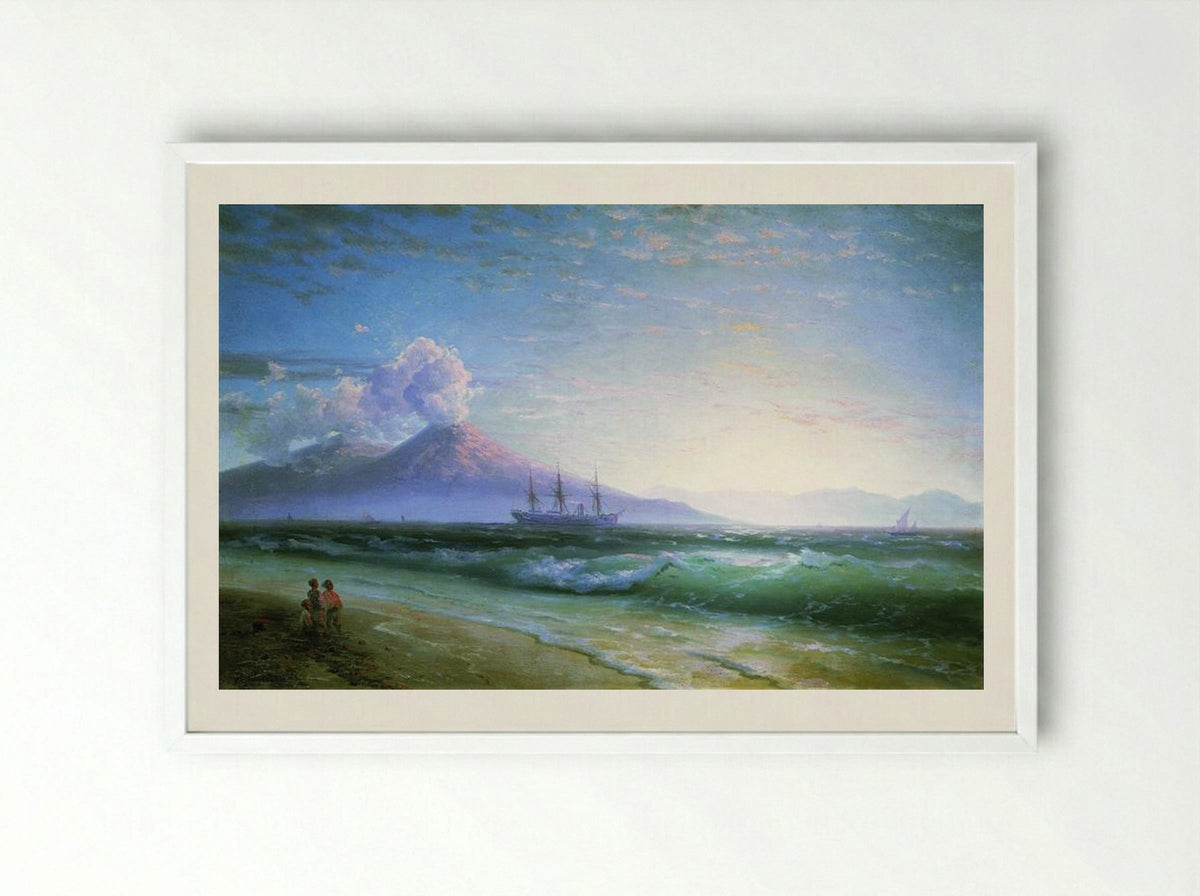 The Bay of Naples early in the morning - Ivan Aivazovsky - Framed Print White
