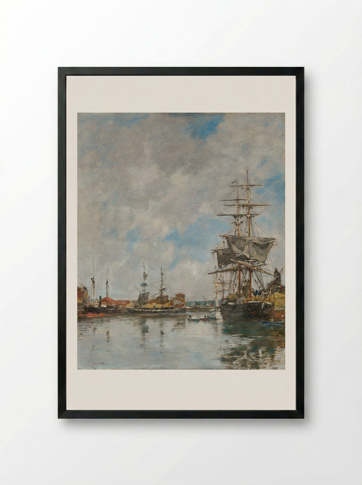 Deauville, the Dock - Eugène Boudin - Framed Print Black