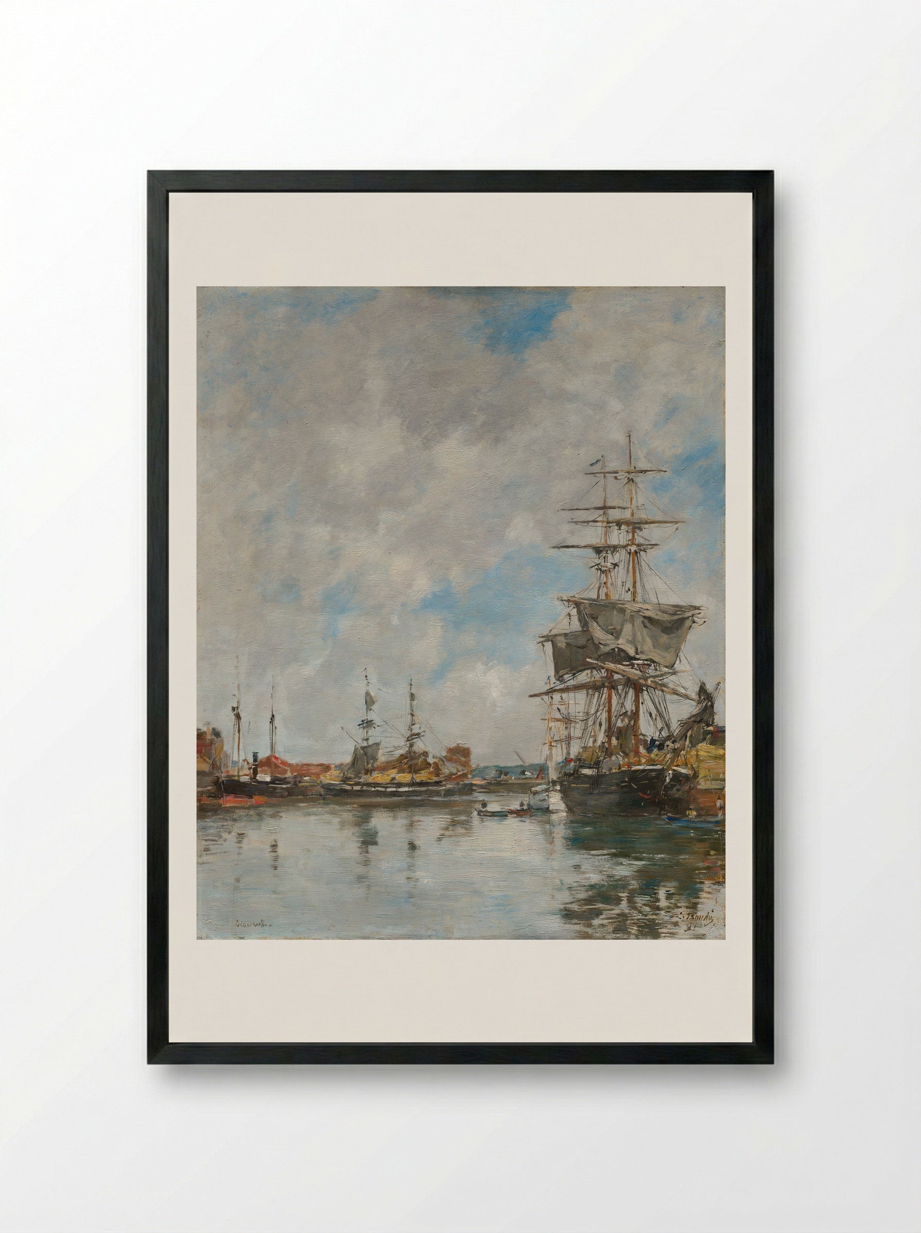 Deauville, the Dock - Eugène Boudin - Framed Print Black