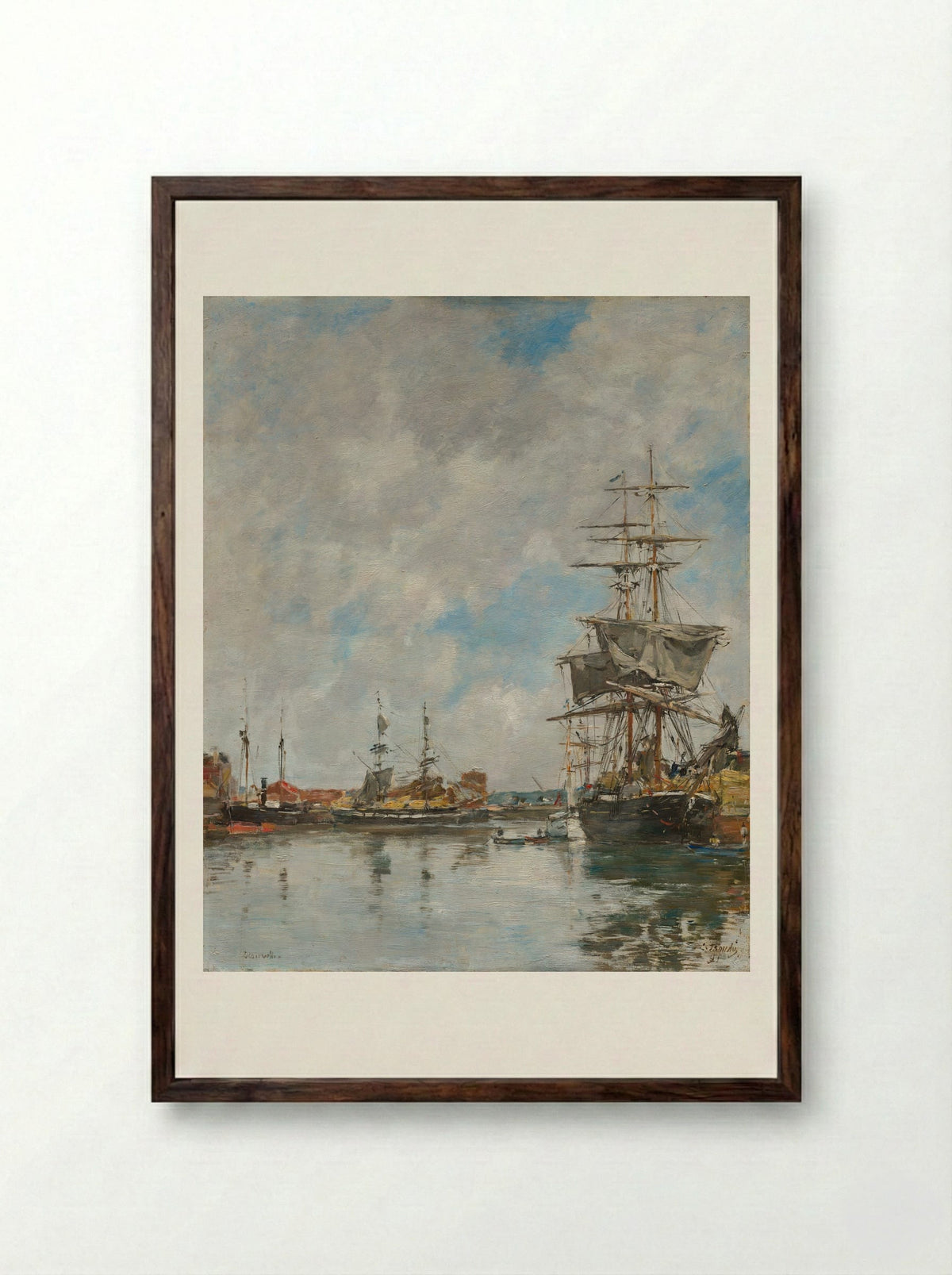 Deauville, the Dock - Eugène Boudin - Framed Print Dark Wood