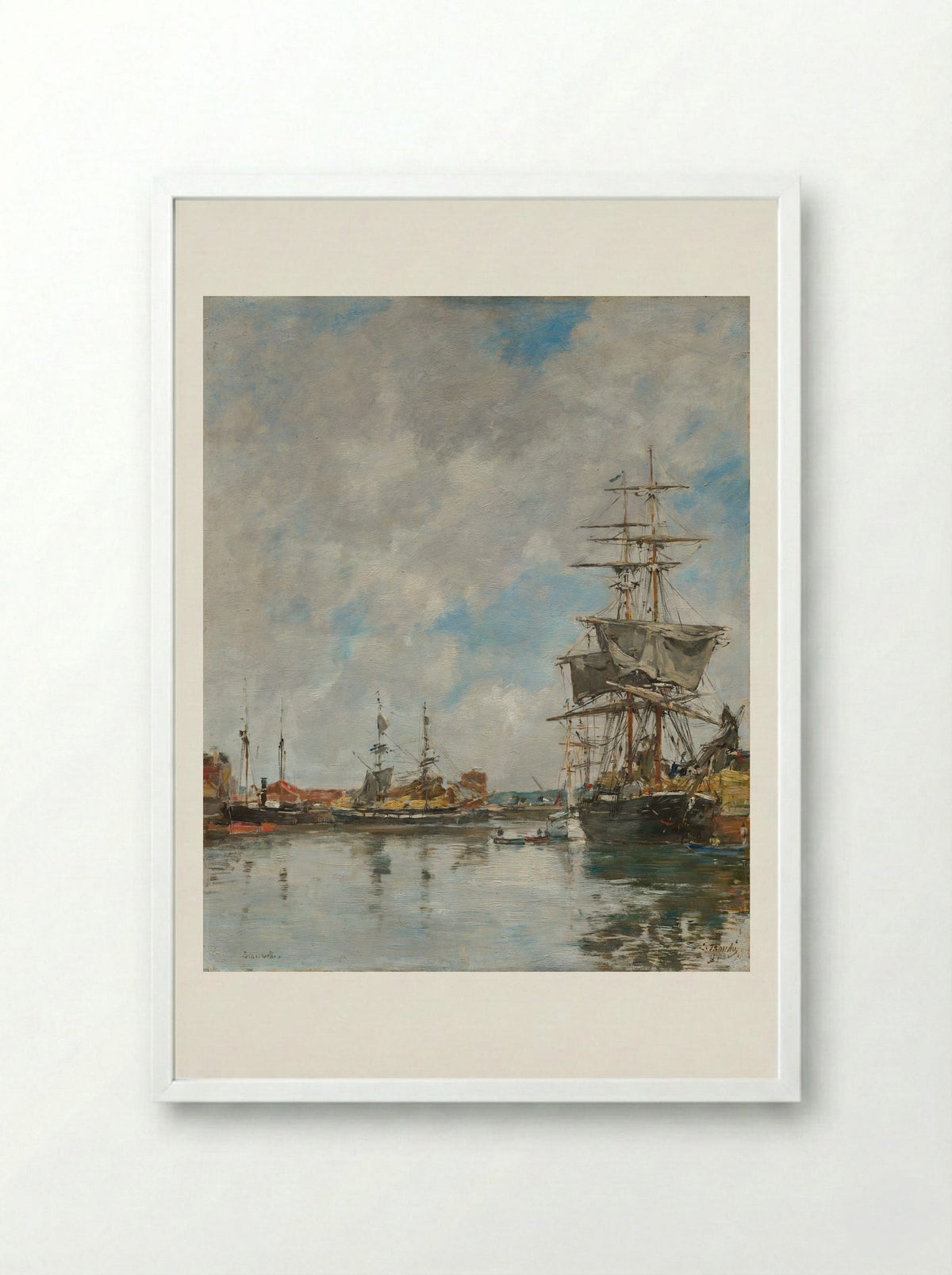 Deauville, the Dock - Eugène Boudin - Framed Print White