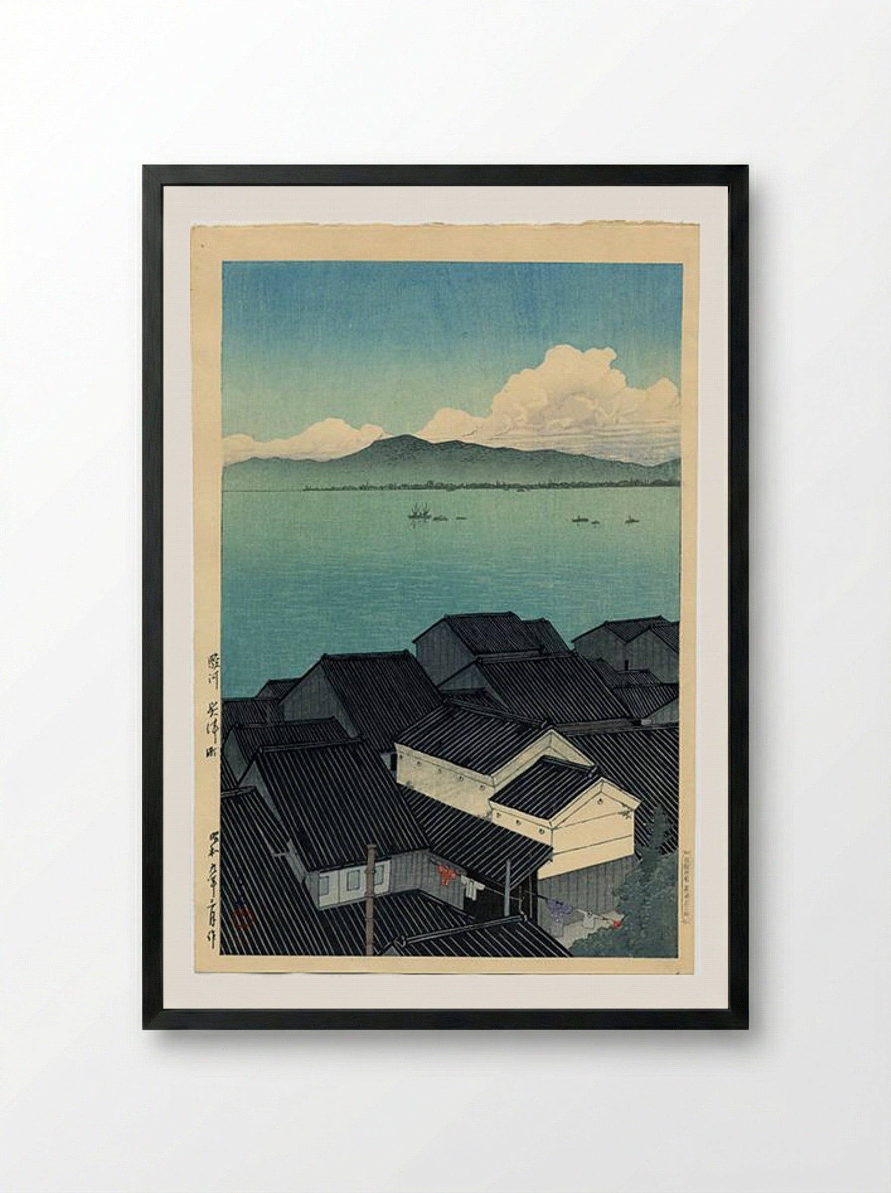 Okitsu-cho, Suruga - Hasui Kawase - Framed Print Black