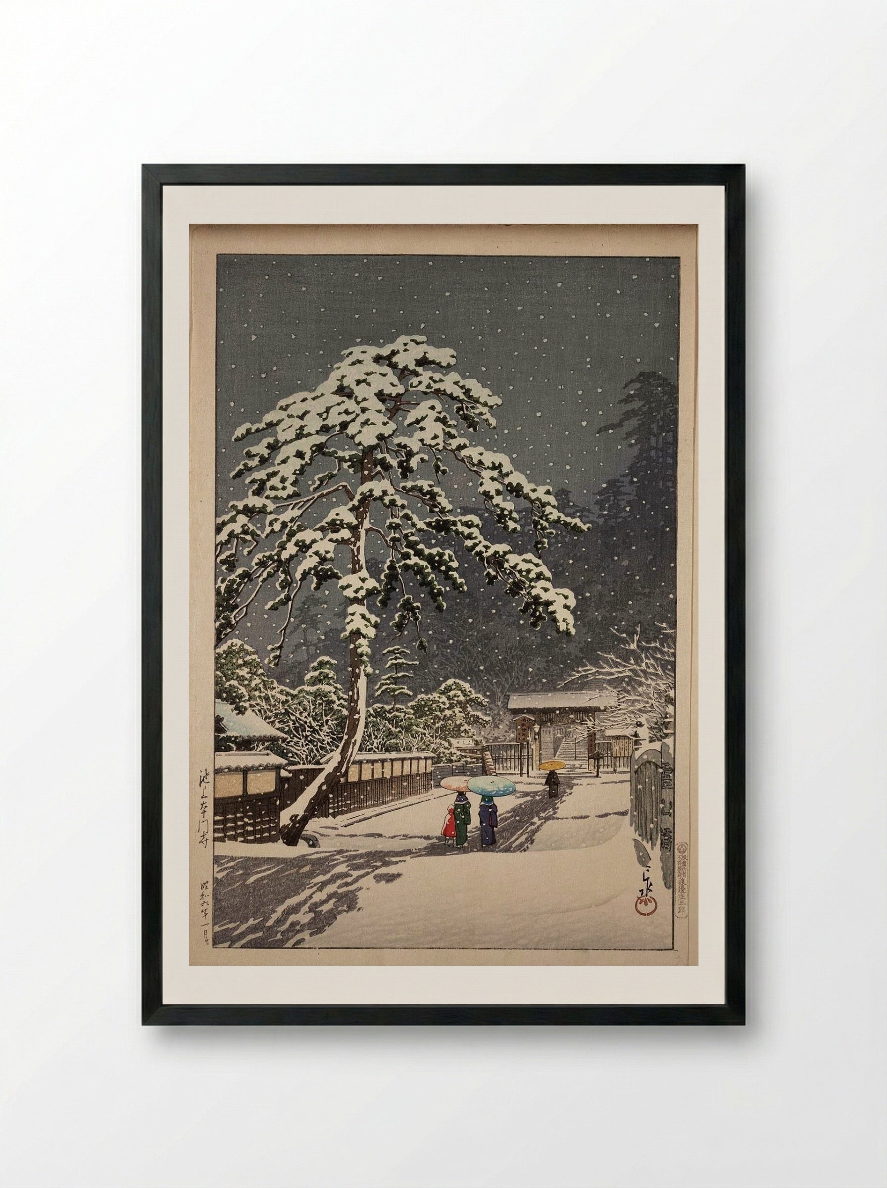 Ikegami Honmonji Temple - Hasui Kawase - Framed Print Black