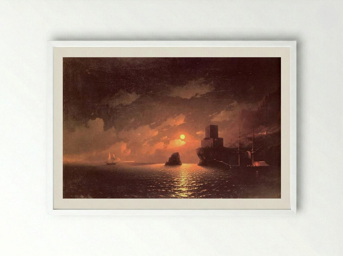 Lunar Night - Ivan Aivazovsky - Framed Print White