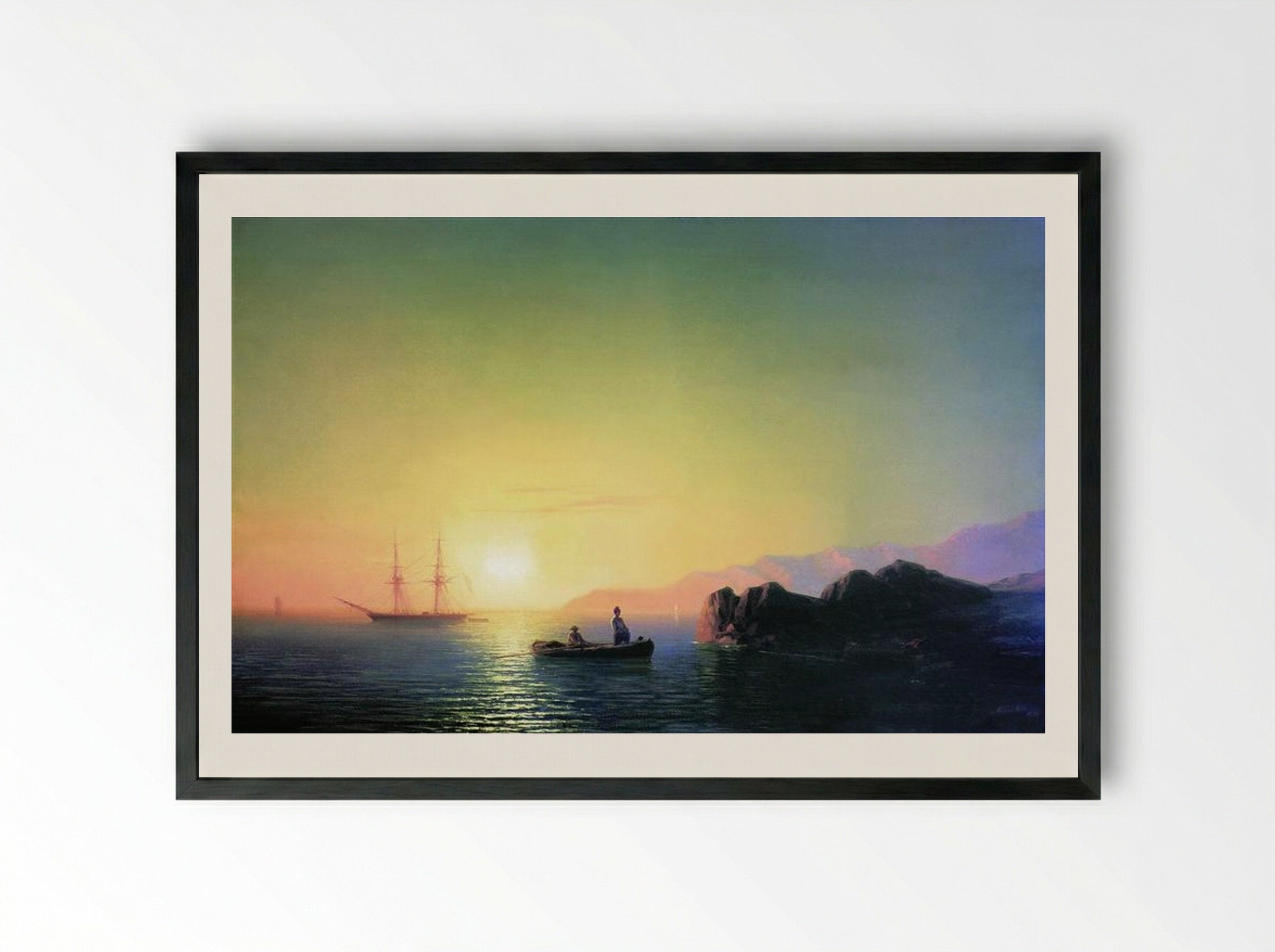 Sunset at the Crimean Coast - Ivan Aivazovsky - Framed Print Black