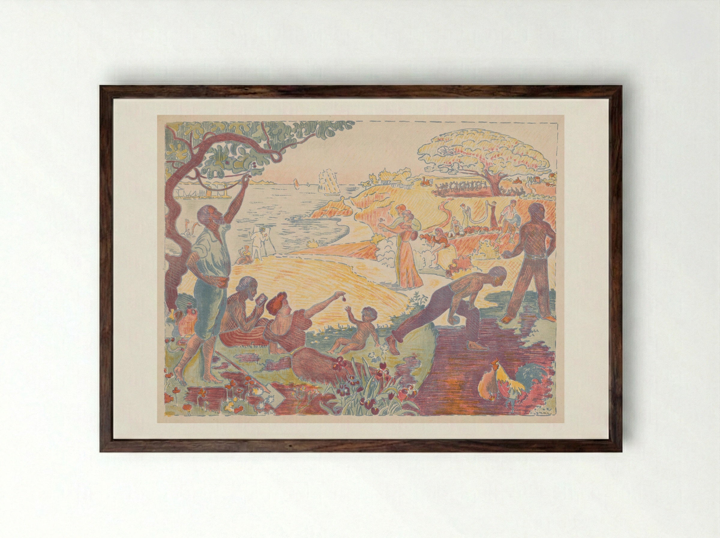 In the Time of Harmony - Paul Signac - Framed Print Dark Wood
