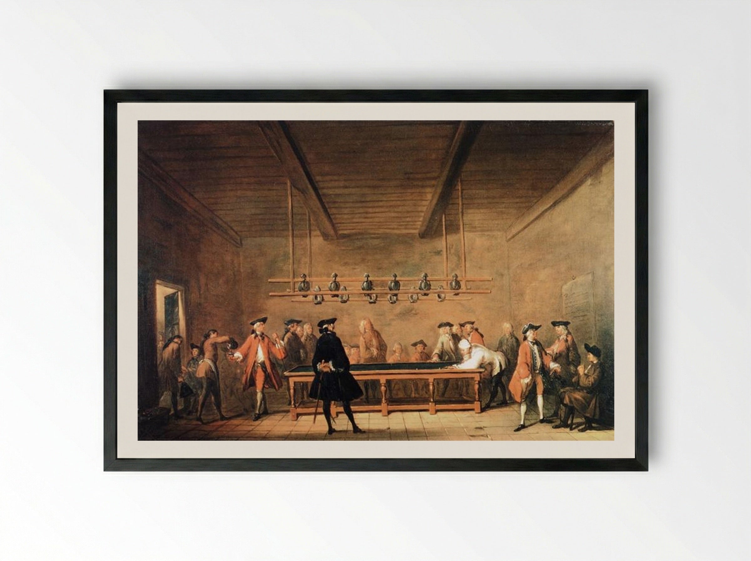 A Game of Billiards - Jean-Baptiste-Siméon Chardin - Framed Print Black