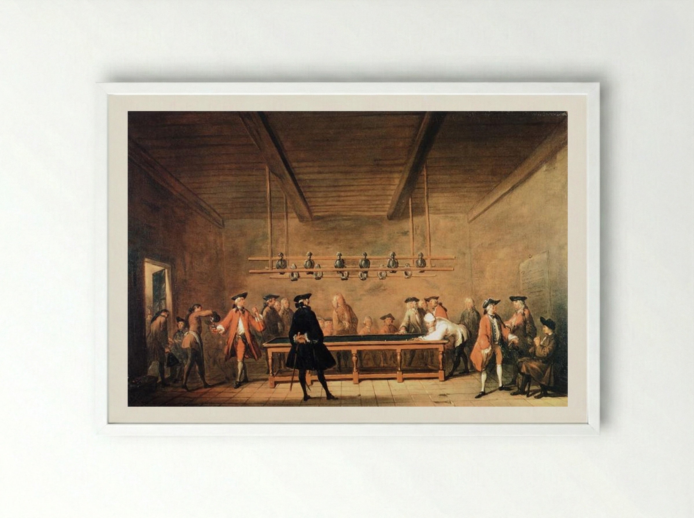 A Game of Billiards - Jean-Baptiste-Siméon Chardin - Framed Print White