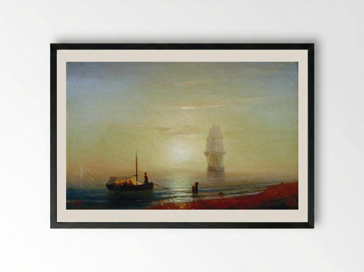 The Sunset on the Sea - Ivan Aivazovsky - Framed Print Black