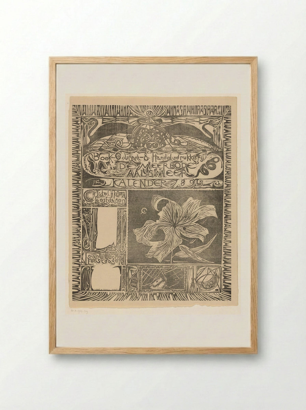 Kalenderblad 1893 - Carel Adolph Lion Cachet - Framed Print Wood
