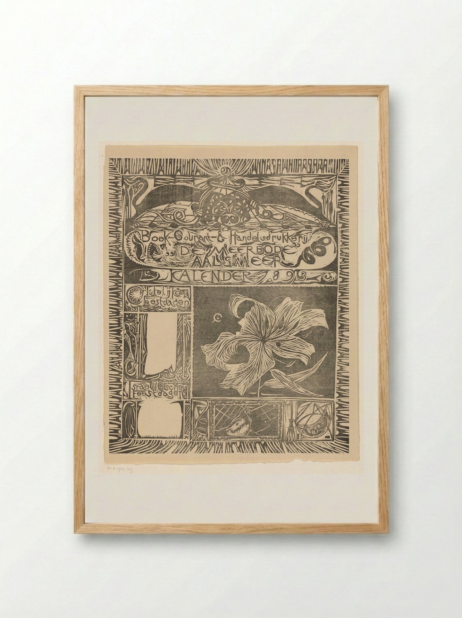 Kalenderblad 1893 - Carel Adolph Lion Cachet - Framed Print Wood
