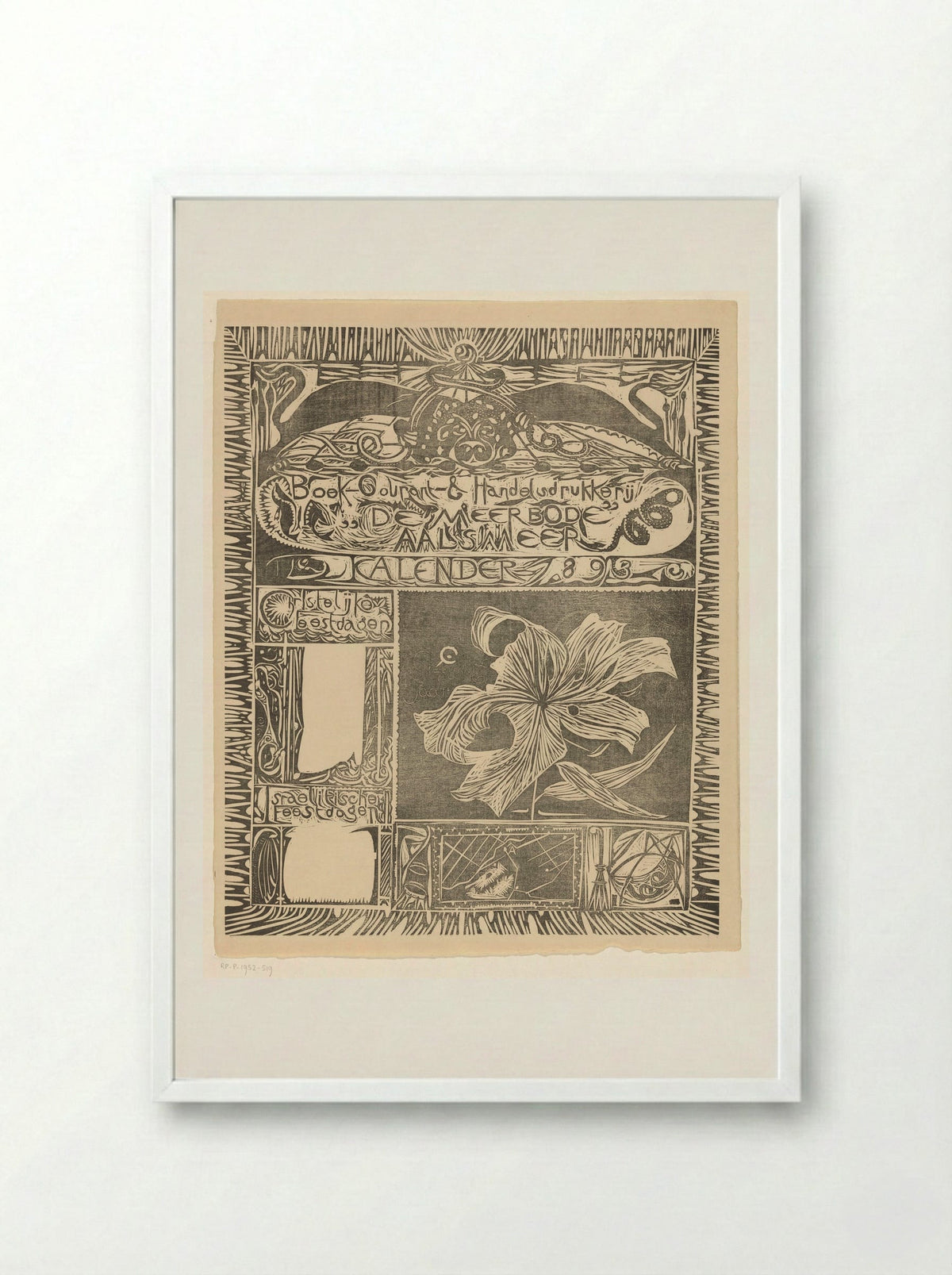 Kalenderblad 1893 - Carel Adolph Lion Cachet - Framed Print White