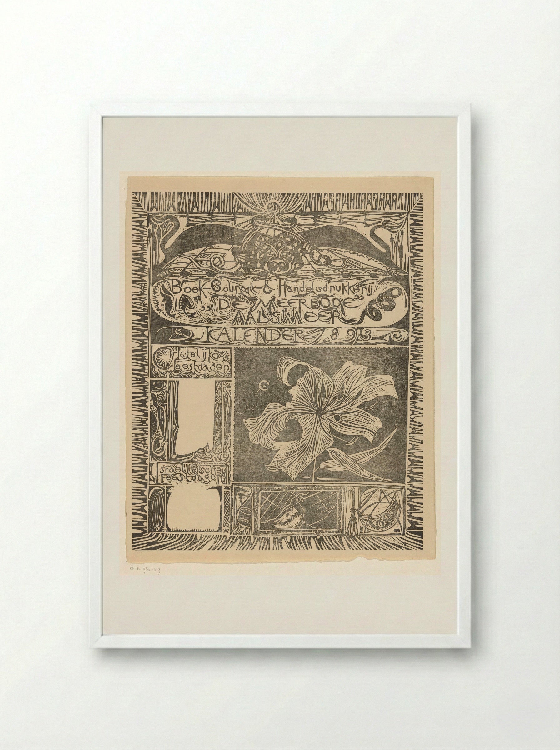 Kalenderblad 1893 - Carel Adolph Lion Cachet - Framed Print White
