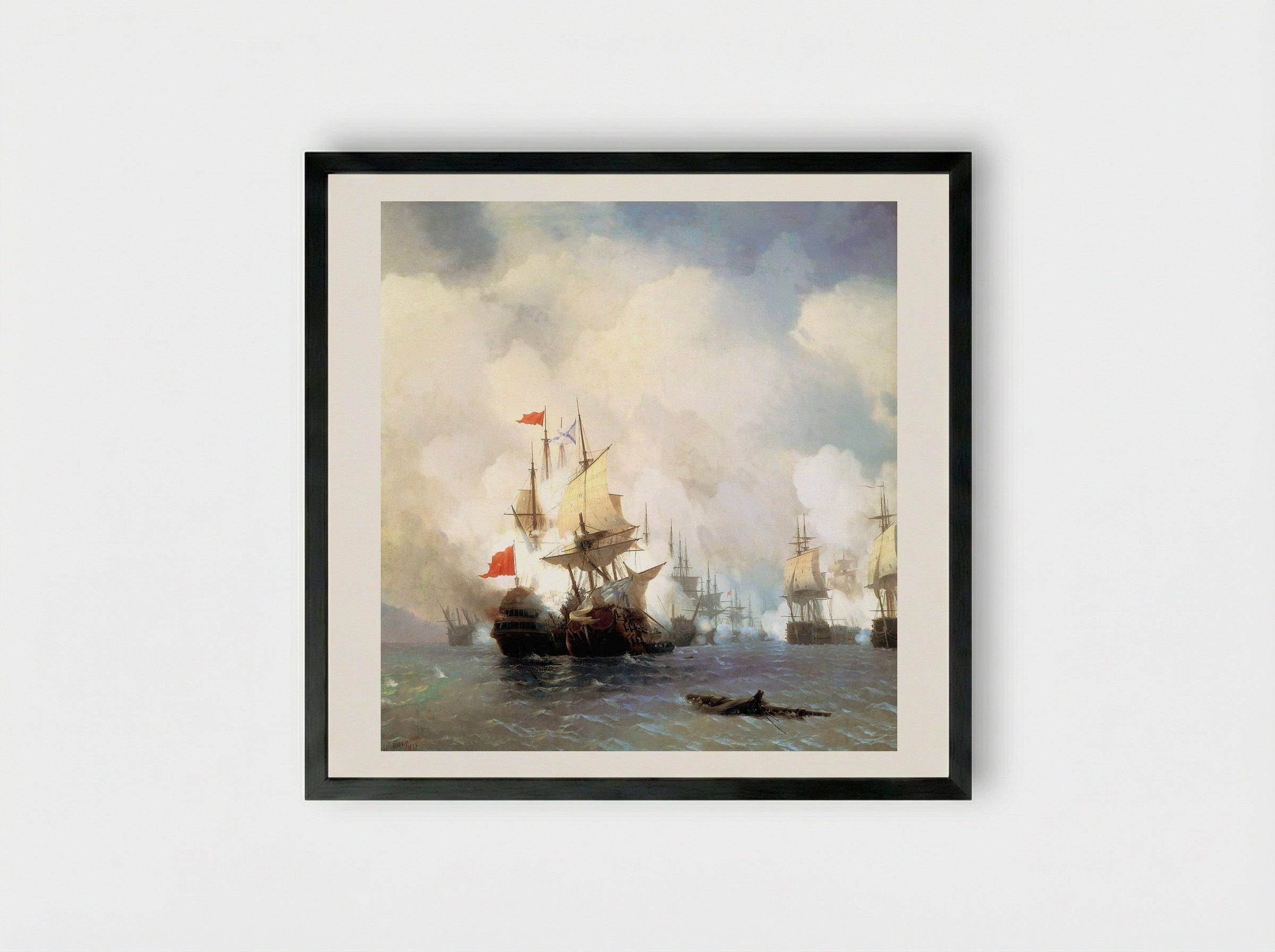 Battle of Chios on 24 June, 1770 - Ivan Aivazovsky - Framed Print Black