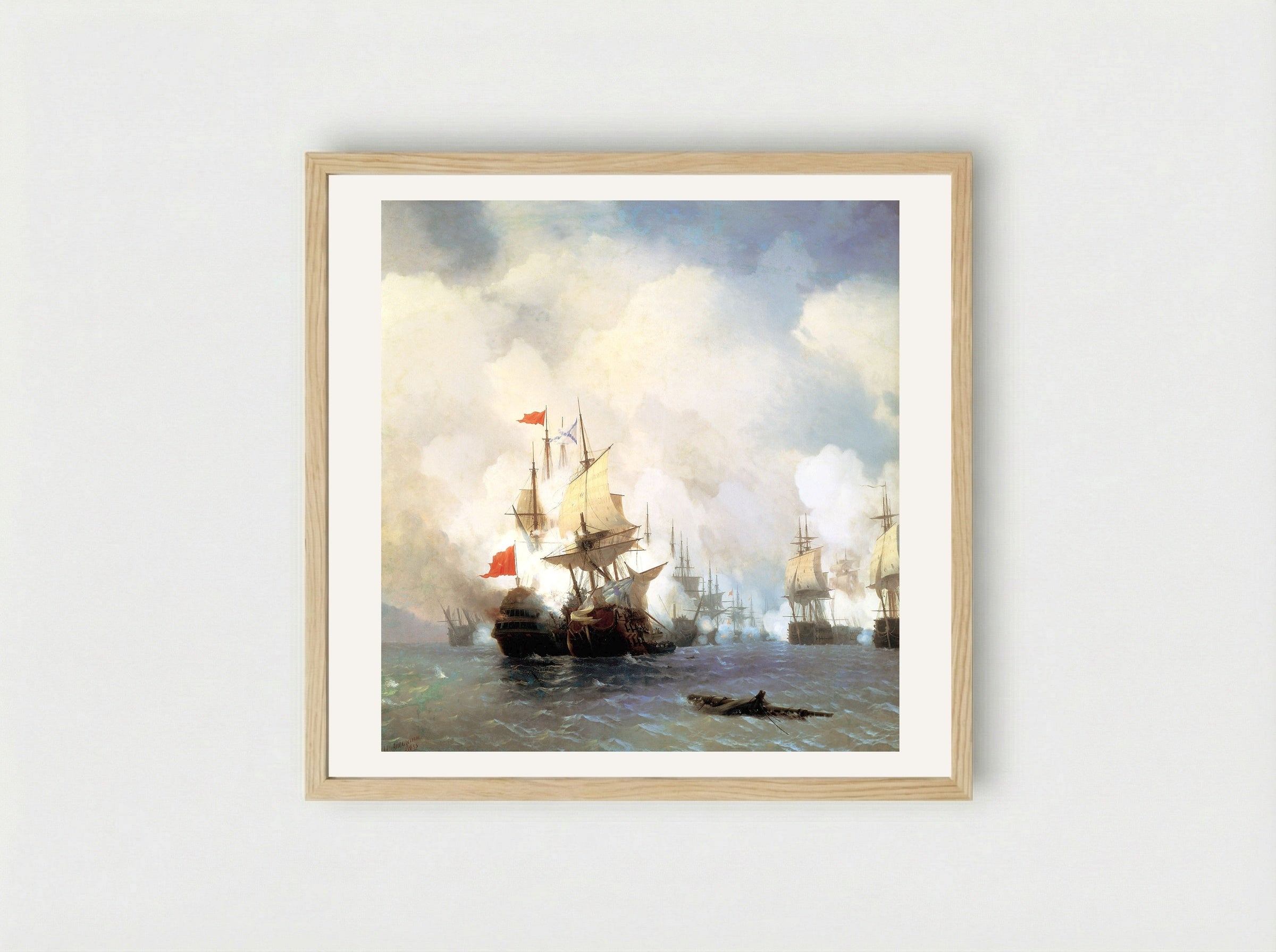 Battle of Chios on 24 June, 1770 - Ivan Aivazovsky - Framed Print Wood