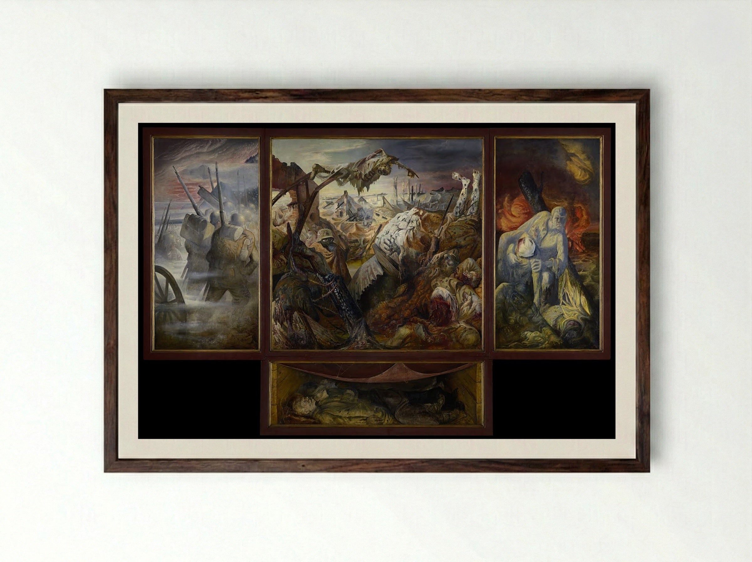War (Der Krieg) - Otto Dix - Framed Print Dark Wood
