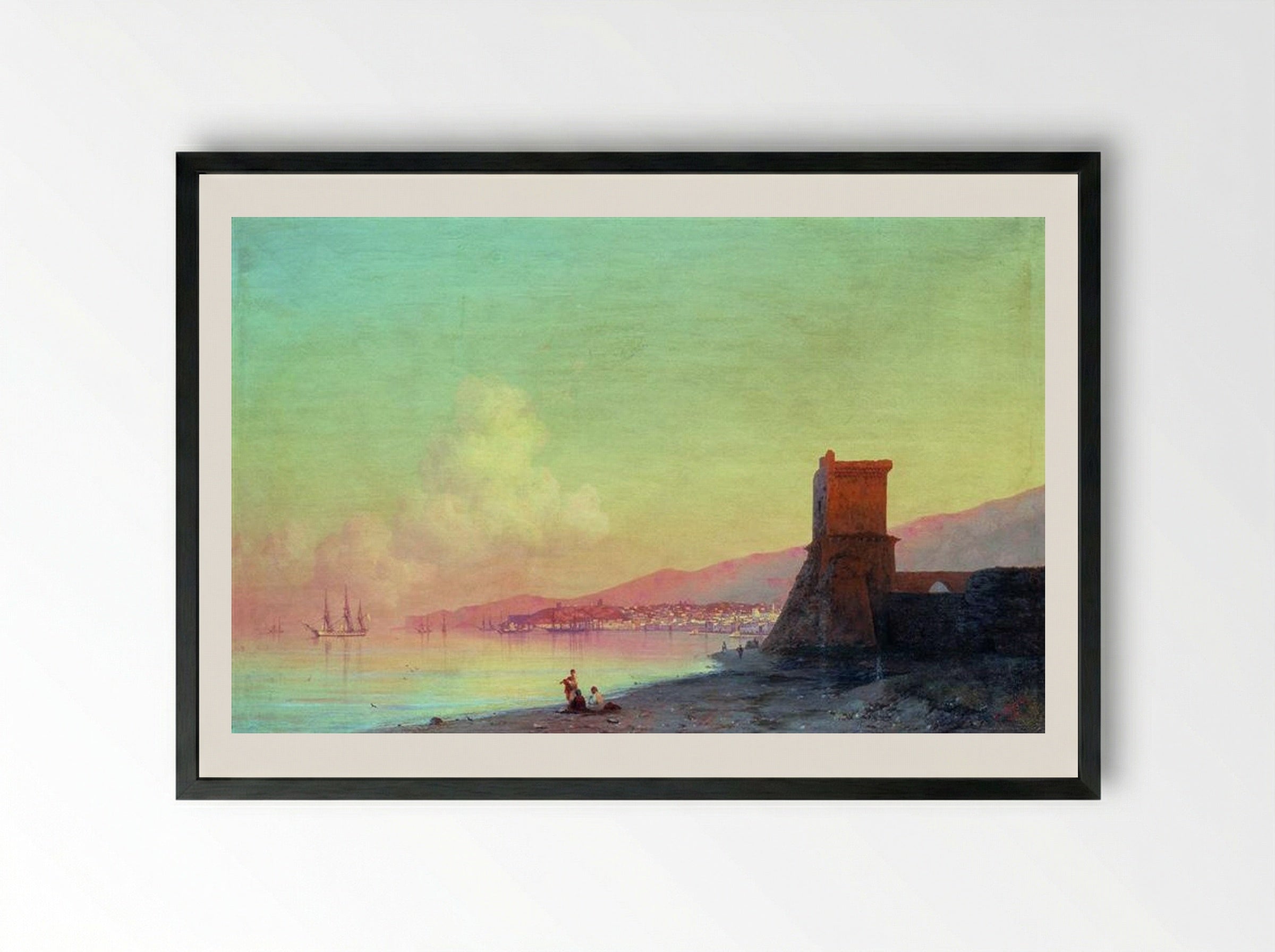 Sunrise in Feodosia - Ivan Aivazovsky - Framed Print Black